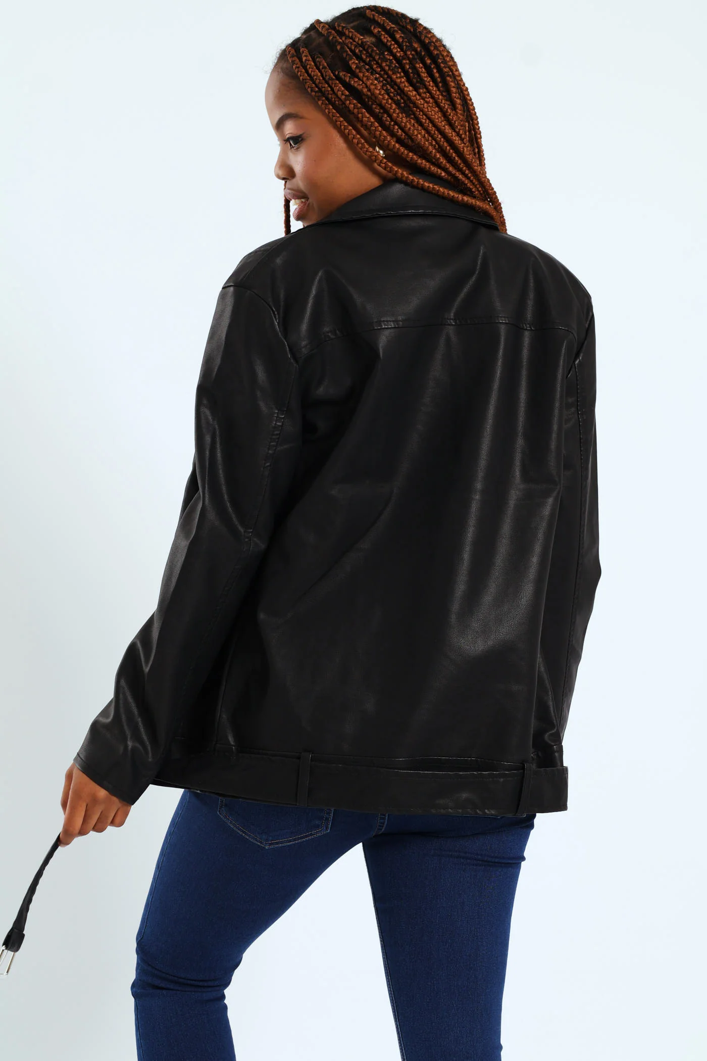 Oversized Biker Jacket - Black - Image 6
