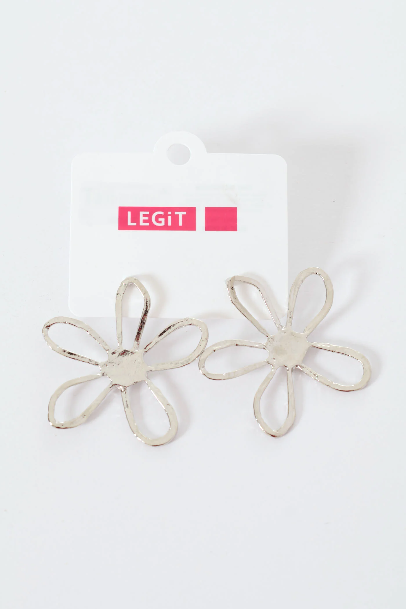 Oversized Delicate Flower Earrings - Silver