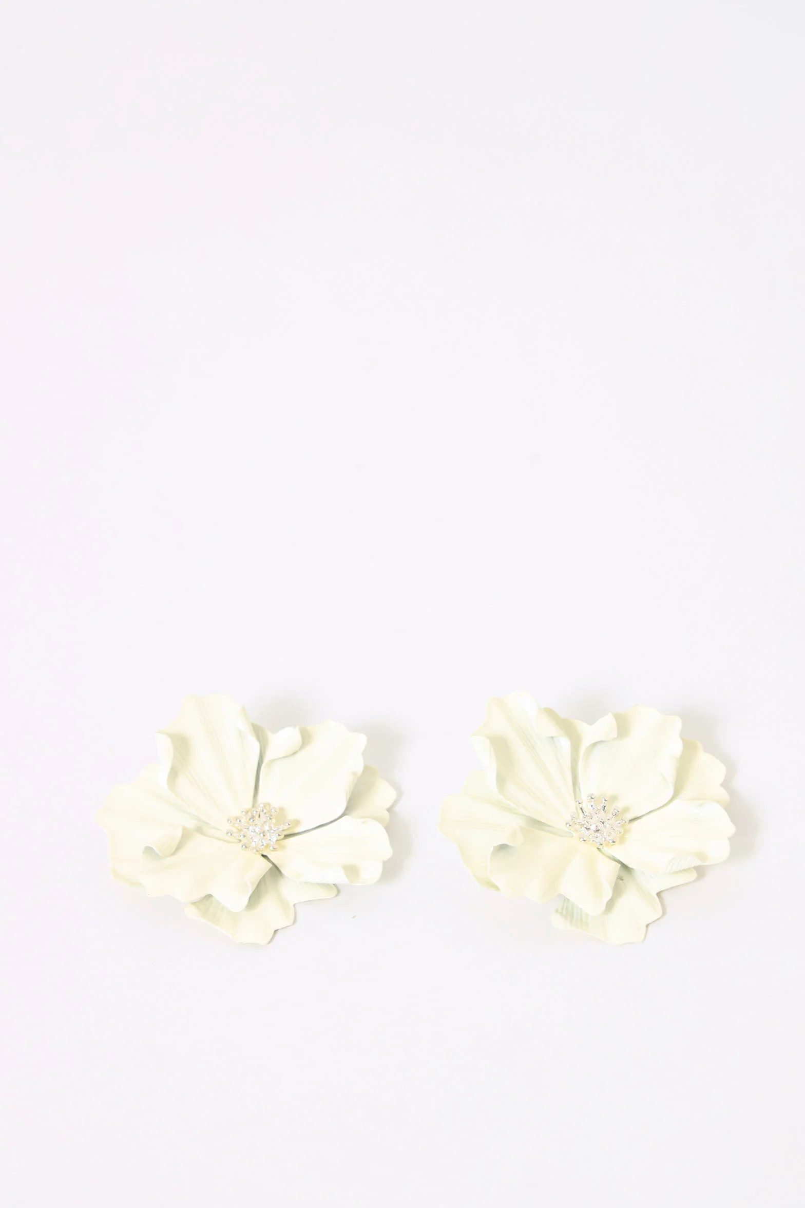 Oversized Delicate Petal Earrings - Ecru - Image 2