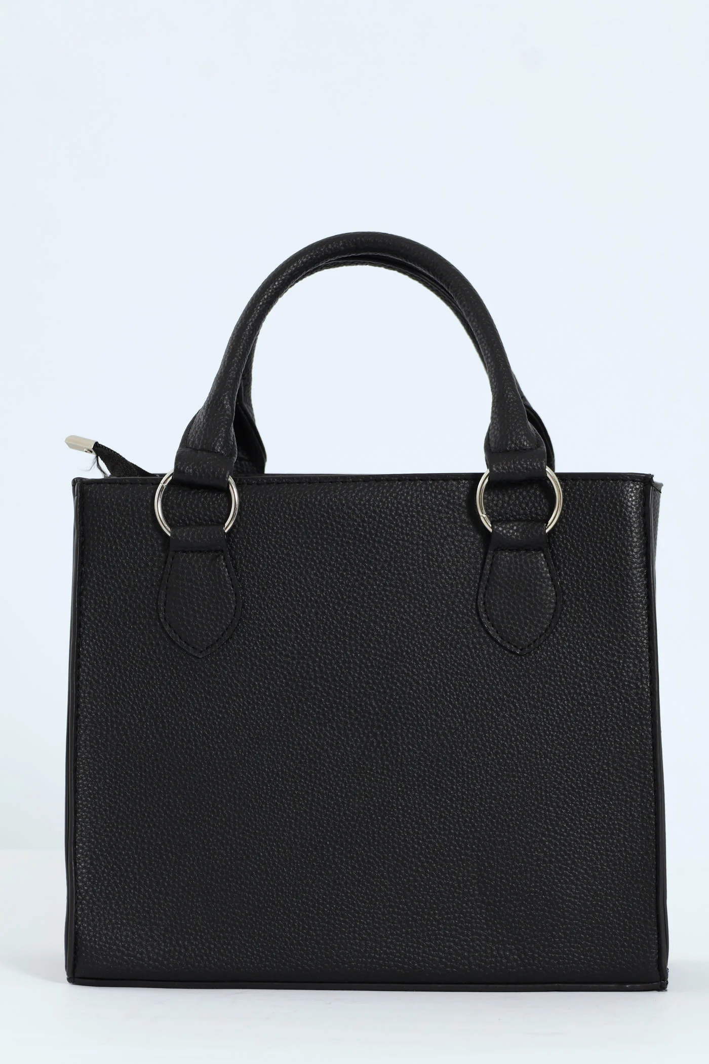 Lock Detail Clasp Tote Bag - Black - Image 2