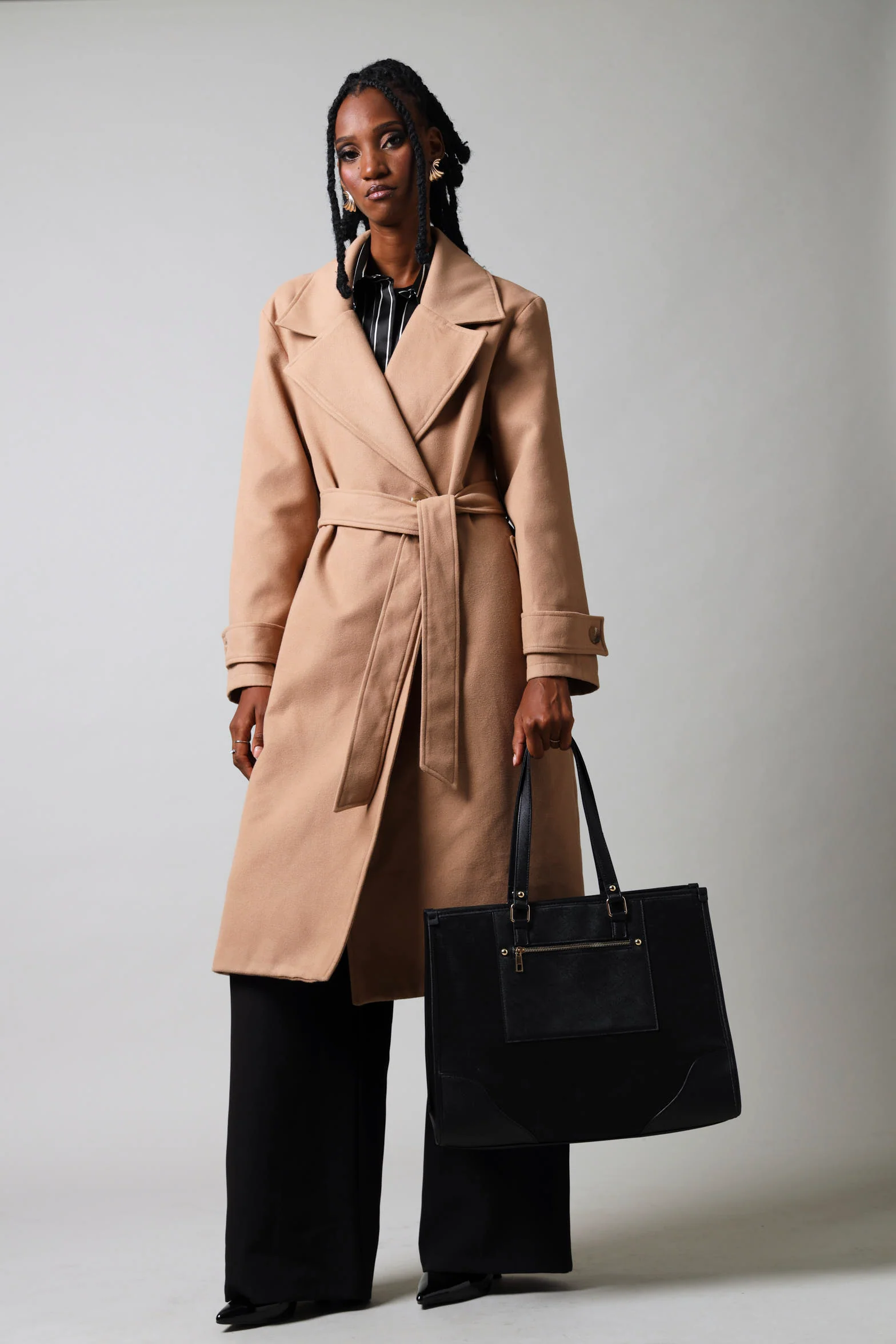 Oversized Front Pocket  Shopper Bag - Black - Image 3
