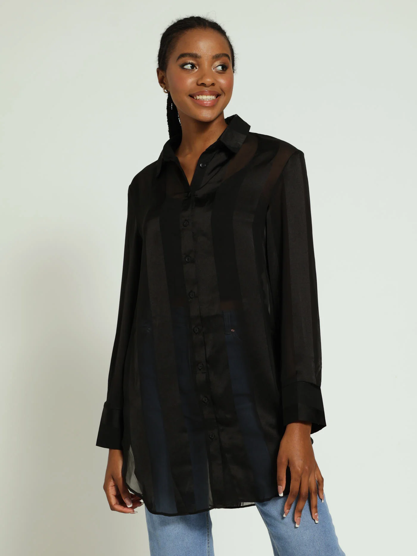 Oversized Organza Shirt - Black