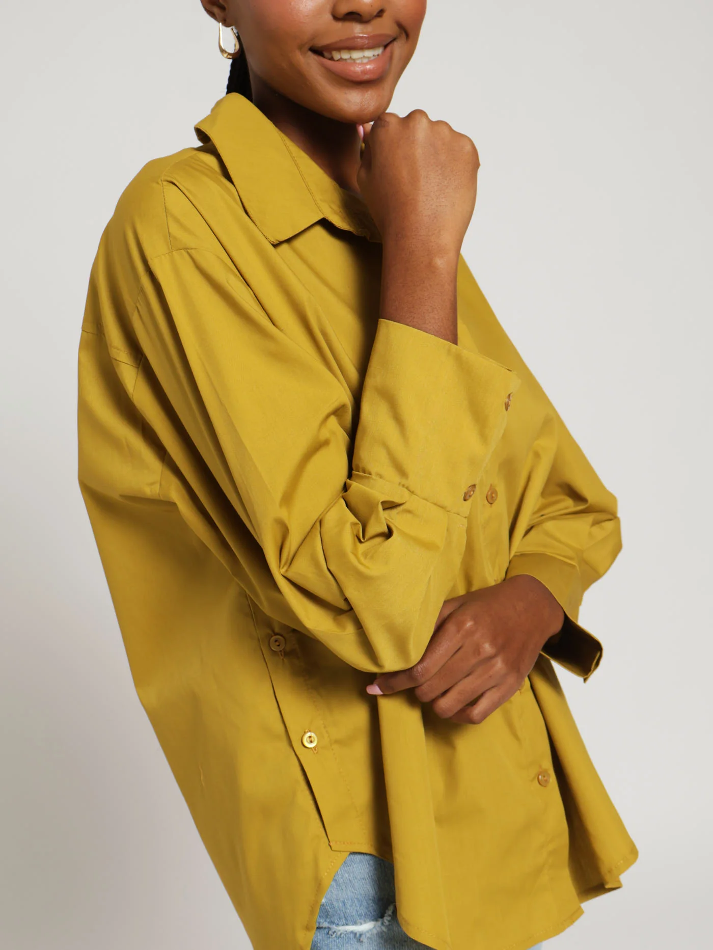 Oversized Poplin Top - Chartreuse - Image 4