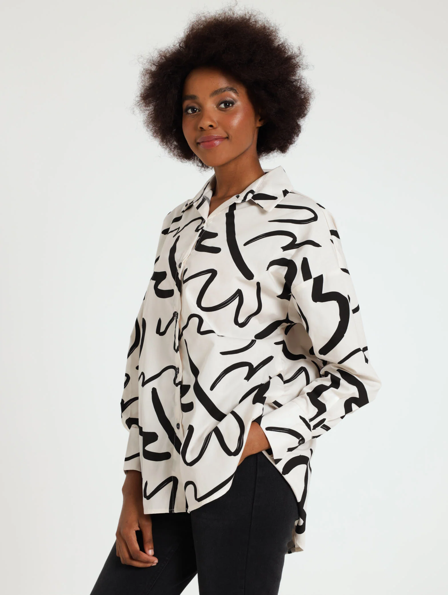 Oversized Printed Poplin Shirt - Image 2