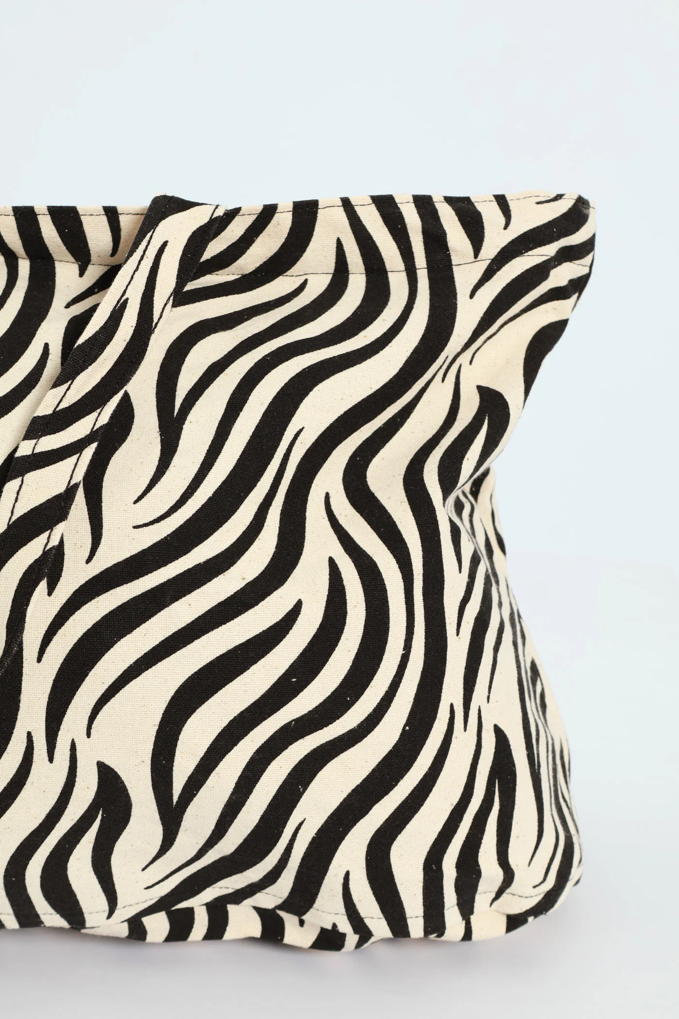 Oversized Zebra Print Canvas Shopper Bag - Cream/Black - Image 2