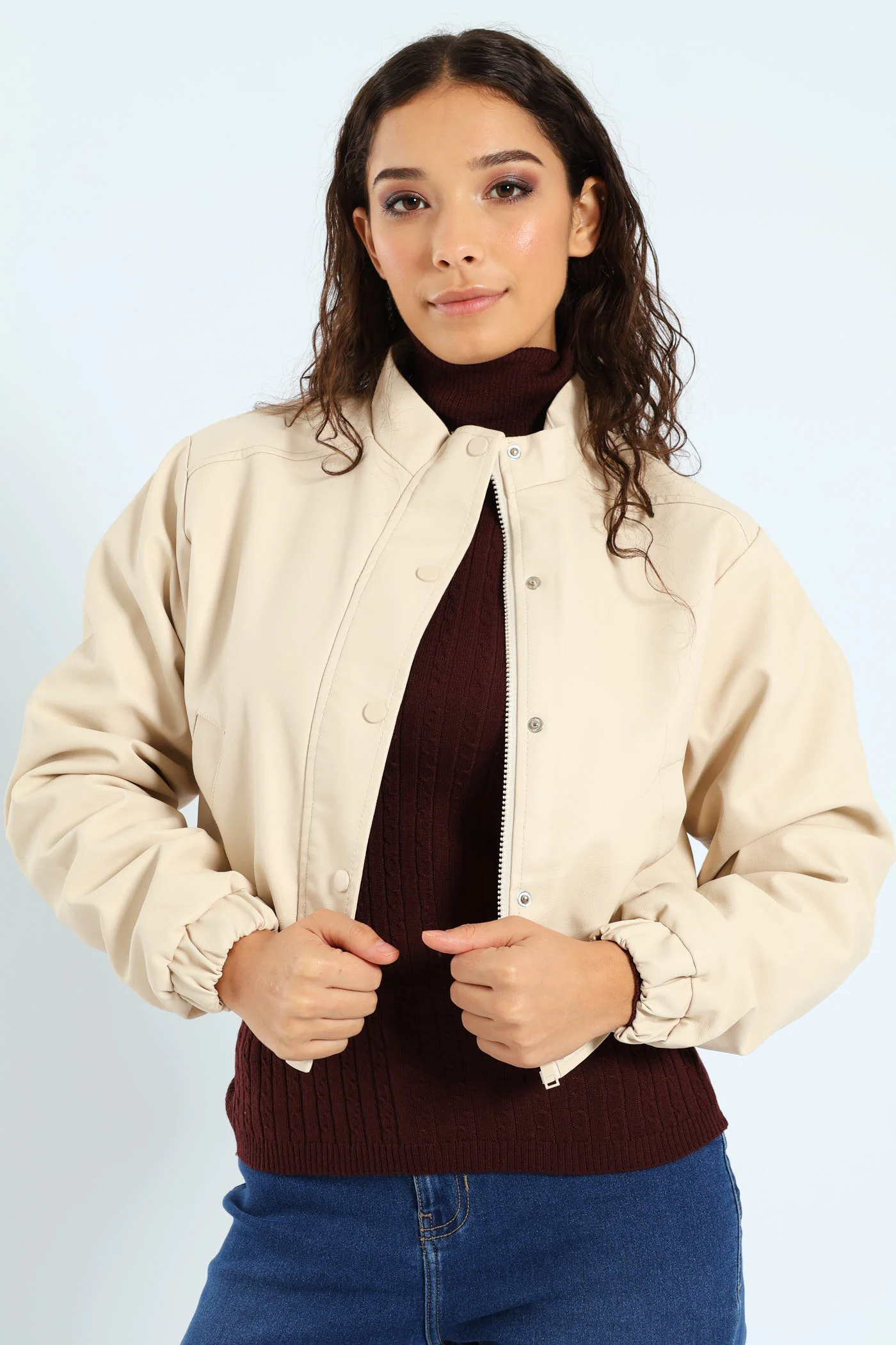 Padded Bomber Jacket - Cream