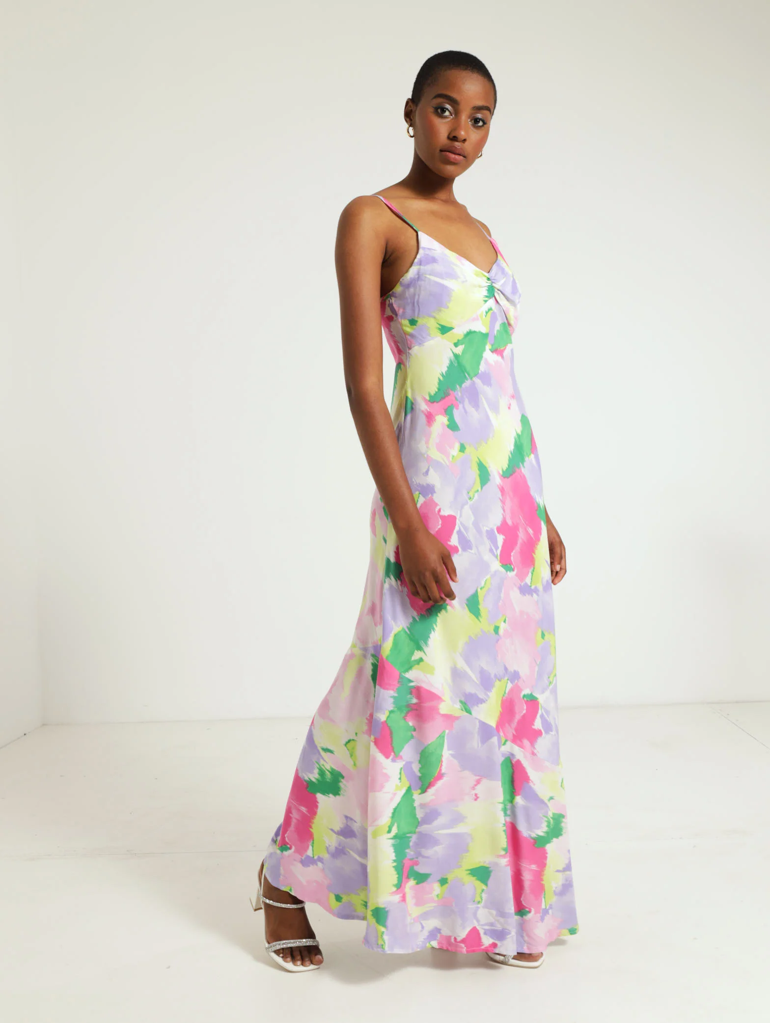 Paint Brush Frill Hem Slip Dress - Image 2