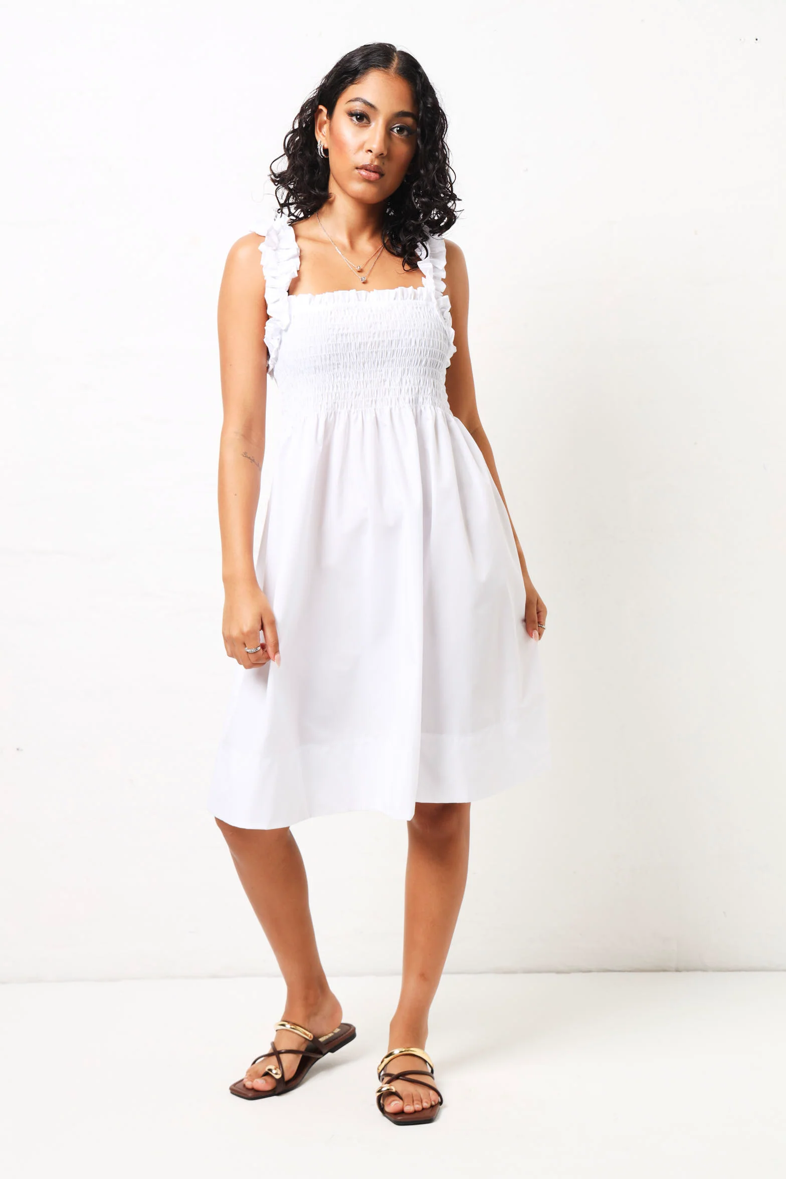 Panel Bodice Mini Dress - White