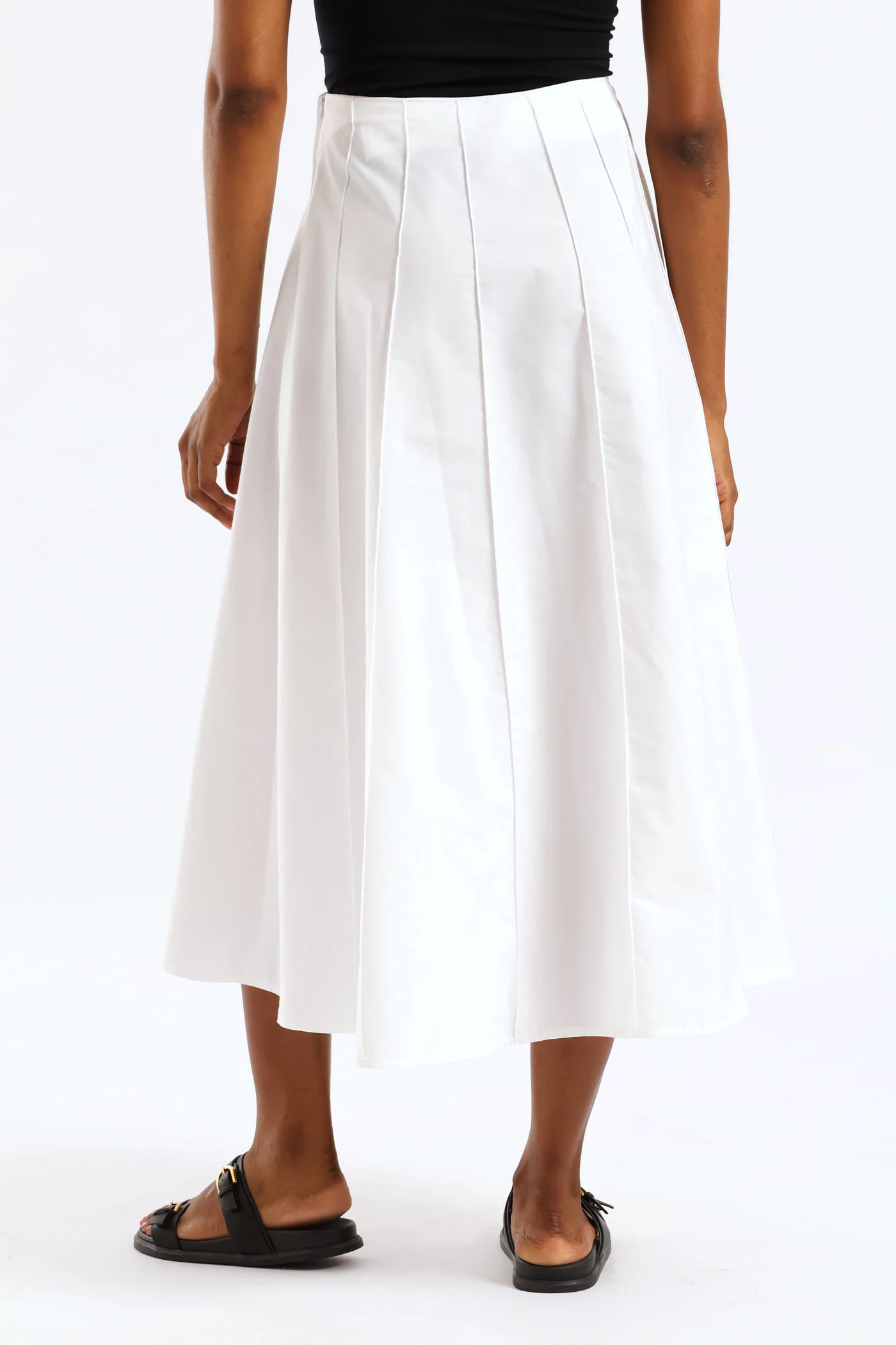 Paneled Poplin Midi Skirt - White - Image 5