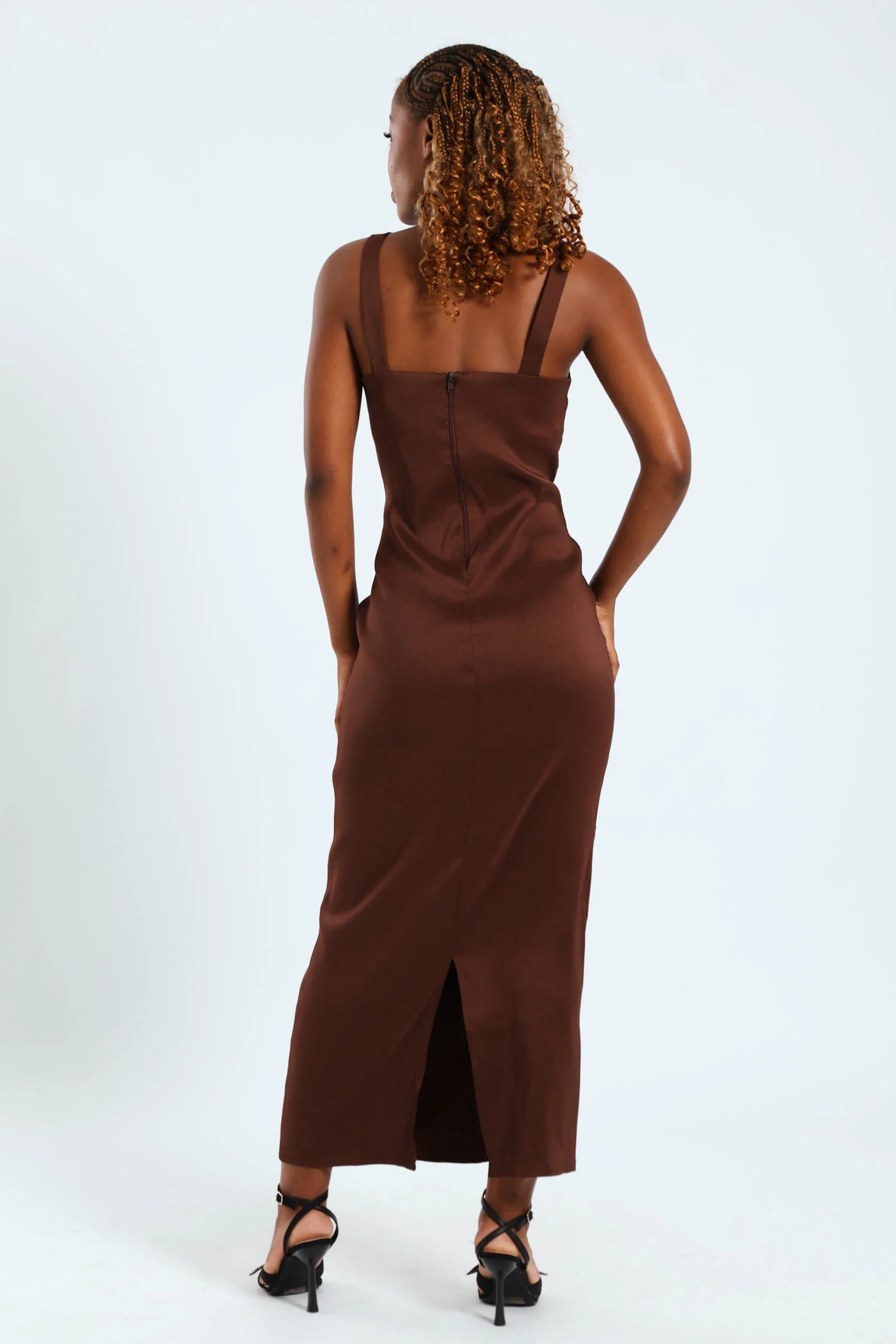 Panelled Bodycon Dress - Brown - Image 2