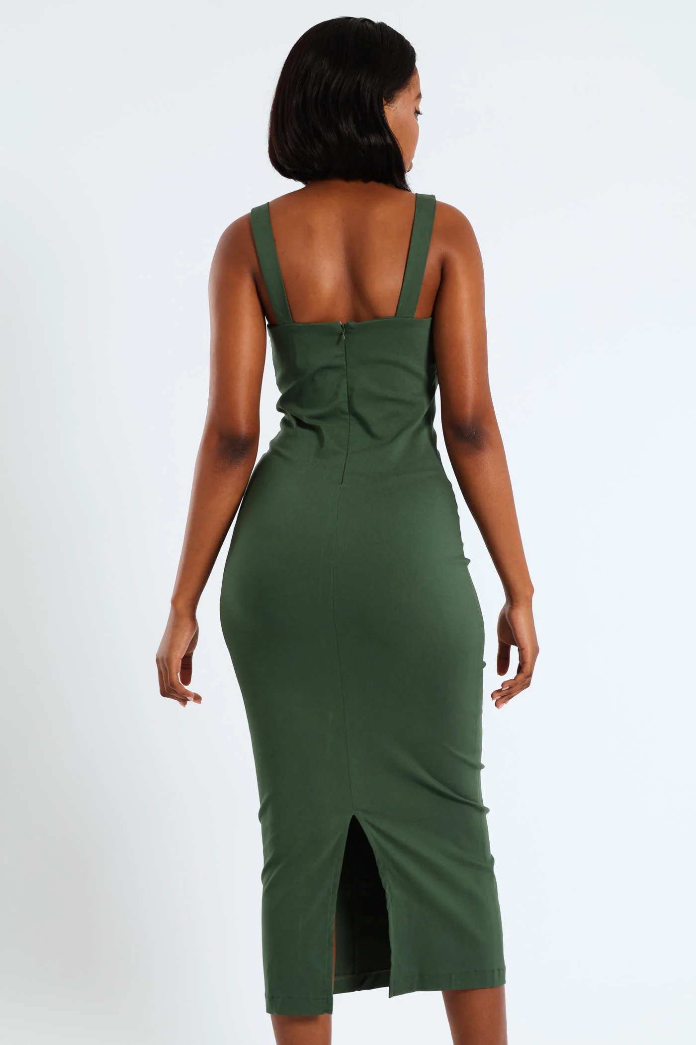 Paneled Bodycon Dress - Olive - Image 6