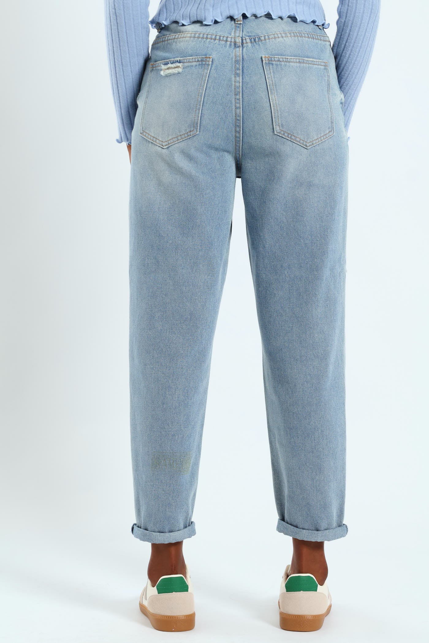 Patch Abraised Mom Jean - Stonewash - Image 6