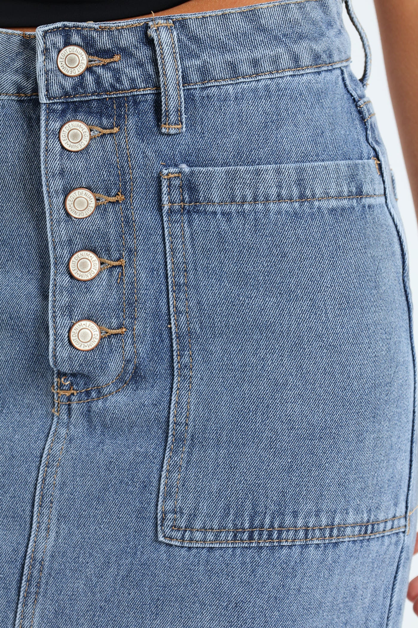 Patch Pocket Midaxi Skirt - Mid Blue - Image 5