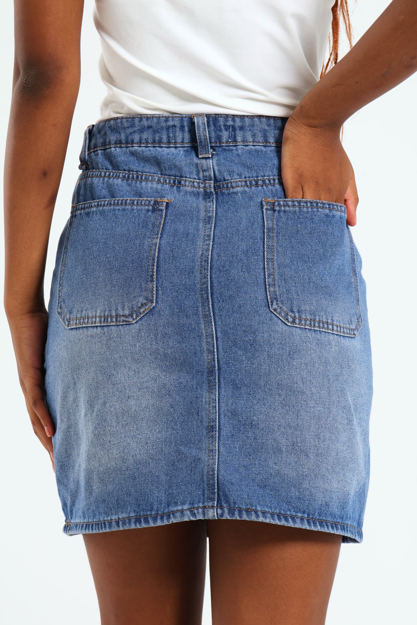 Patch Pocket Mini Skirt - Medium Wash - Image 3