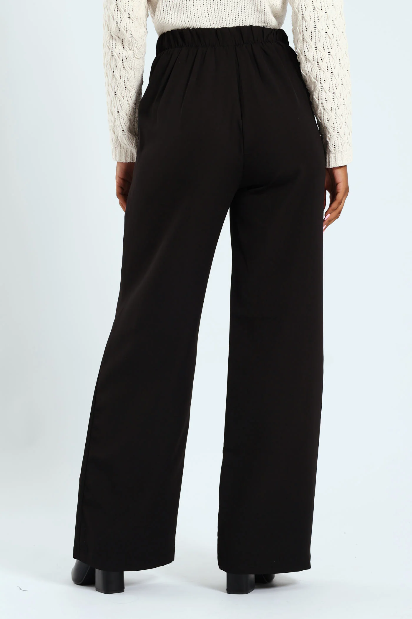 Patch Pocket Wideleg Pants - Black - Image 2