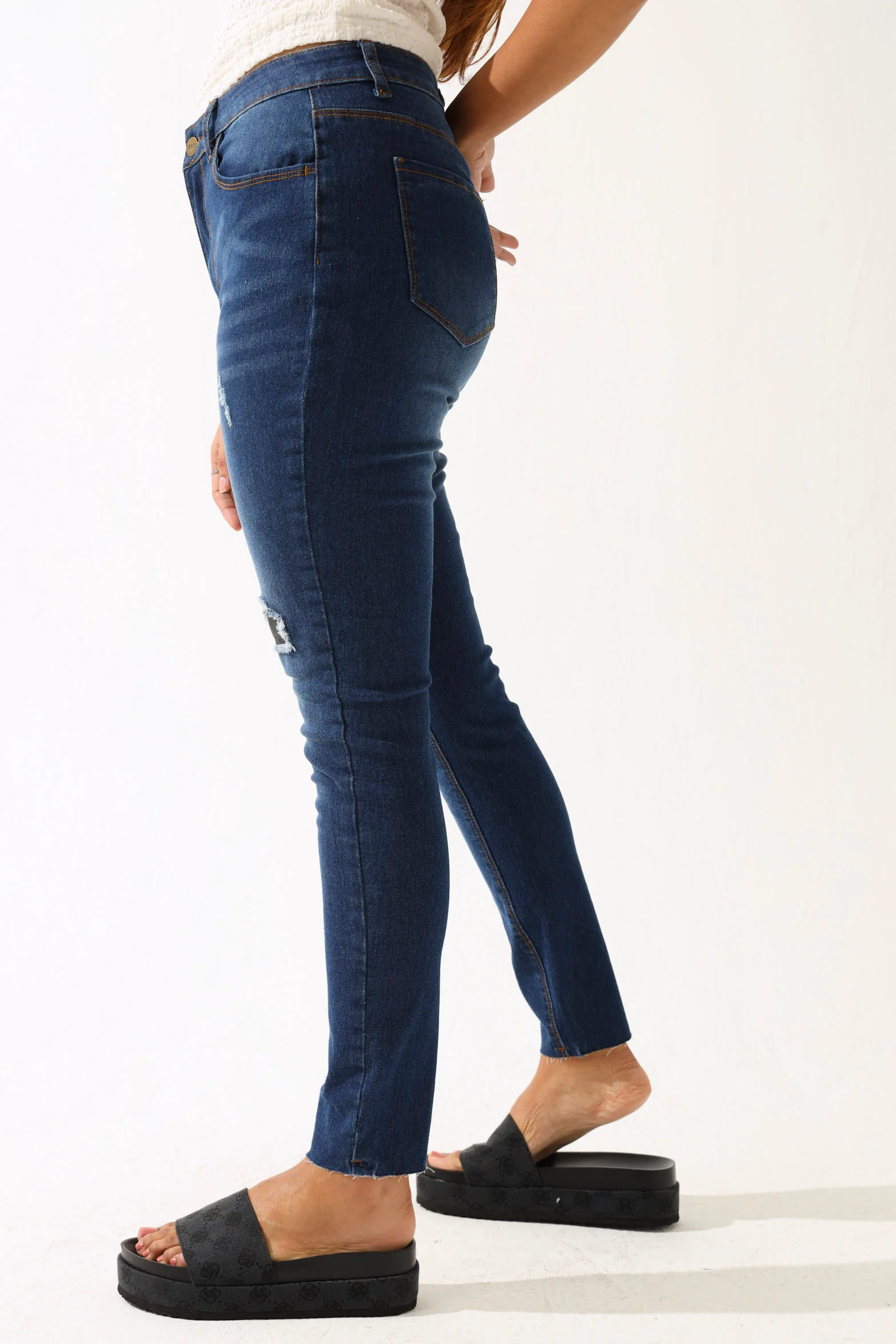 Patched Skinny Jean - Ink - Image 3