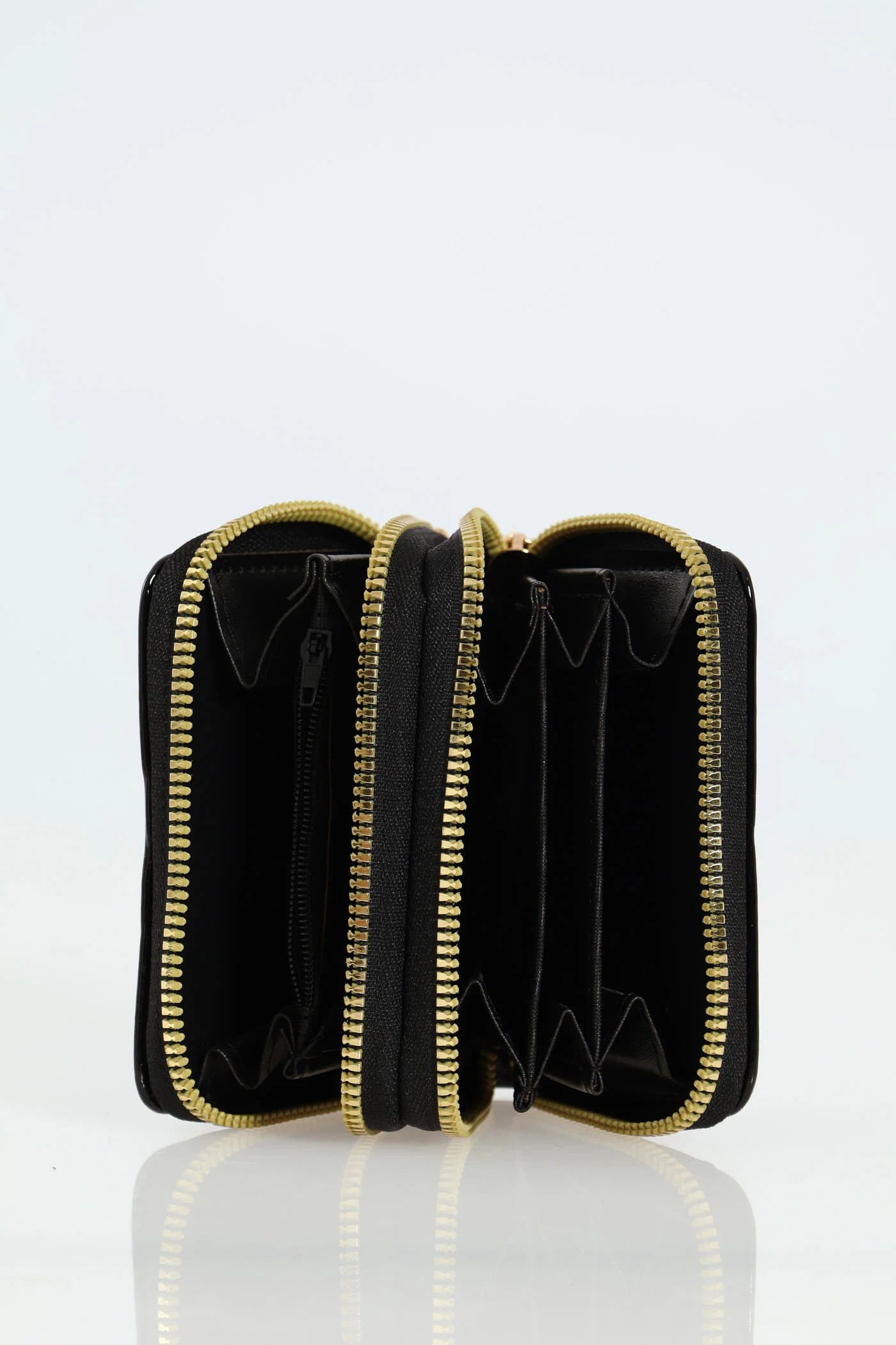 Patent Bee Charm Double Zip Purse - Black - Image 3