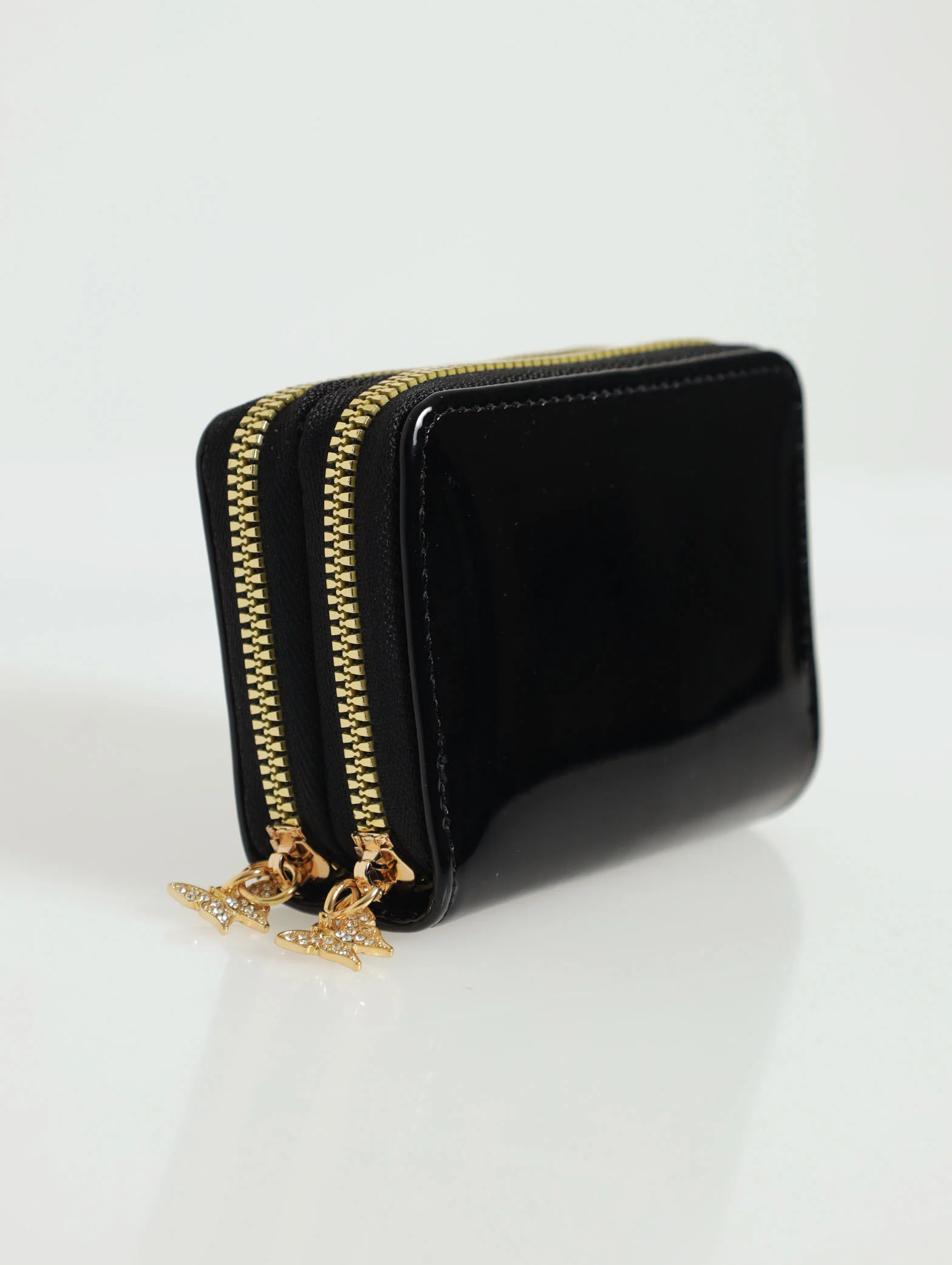 Patent Butterfly Charm Purse - Black