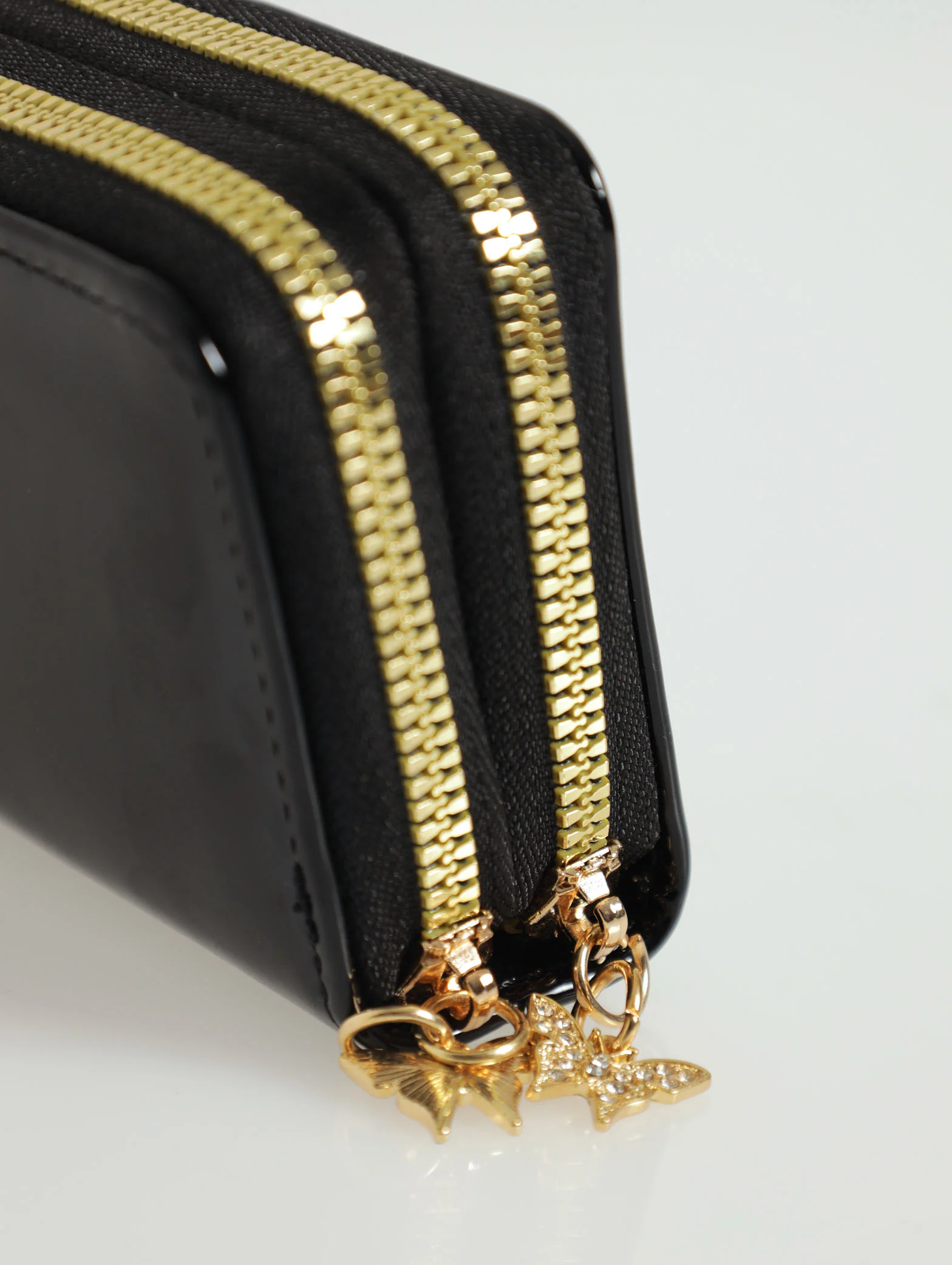 Patent Butterfly Charm Purse - Black - Image 2
