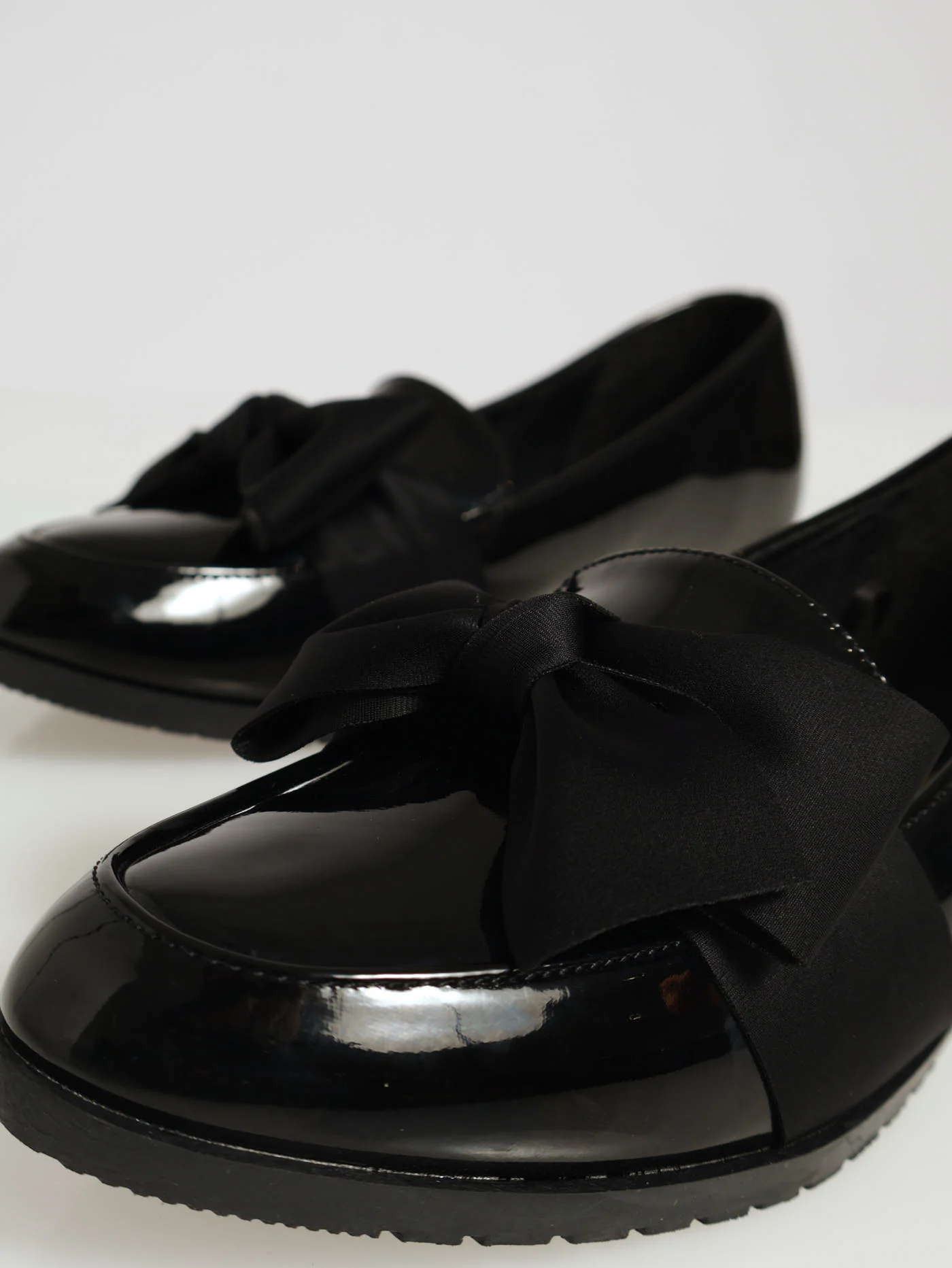 Patent Loafer With Fabric Bow - Black - Image 3