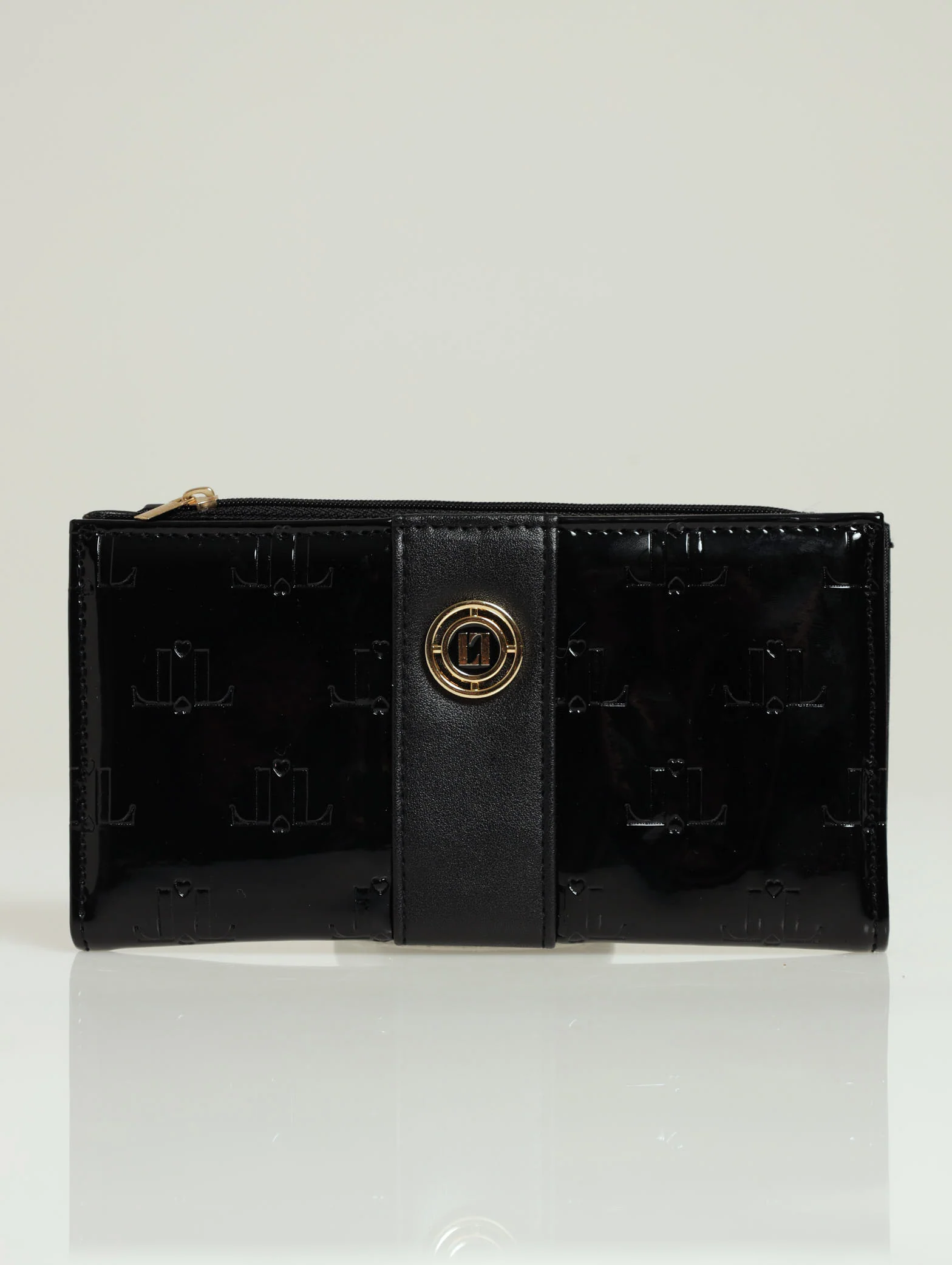 Patent Monogram Large Wallet - Black