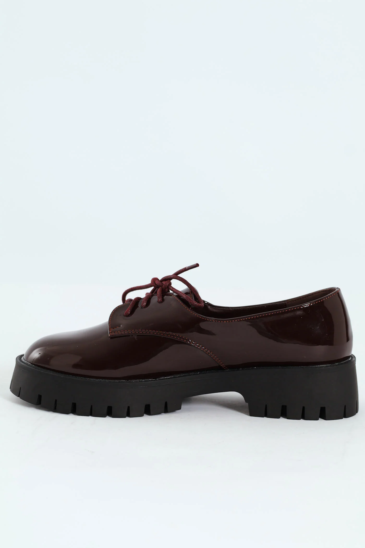 Patent Pointed Lace Up Loafer - Burgundy - Image 3