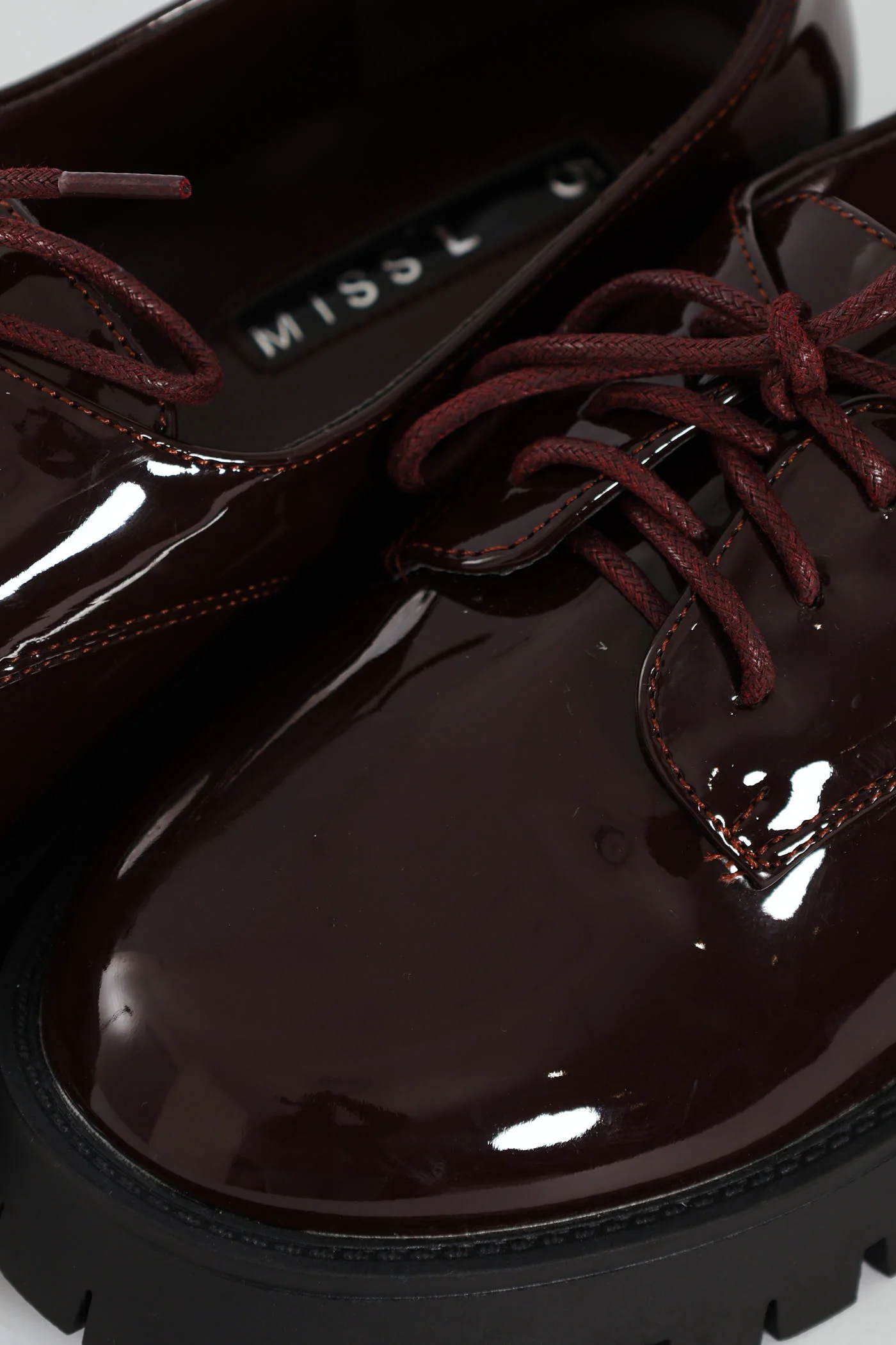 Patent Pointed Lace Up Loafer - Burgundy - Image 4