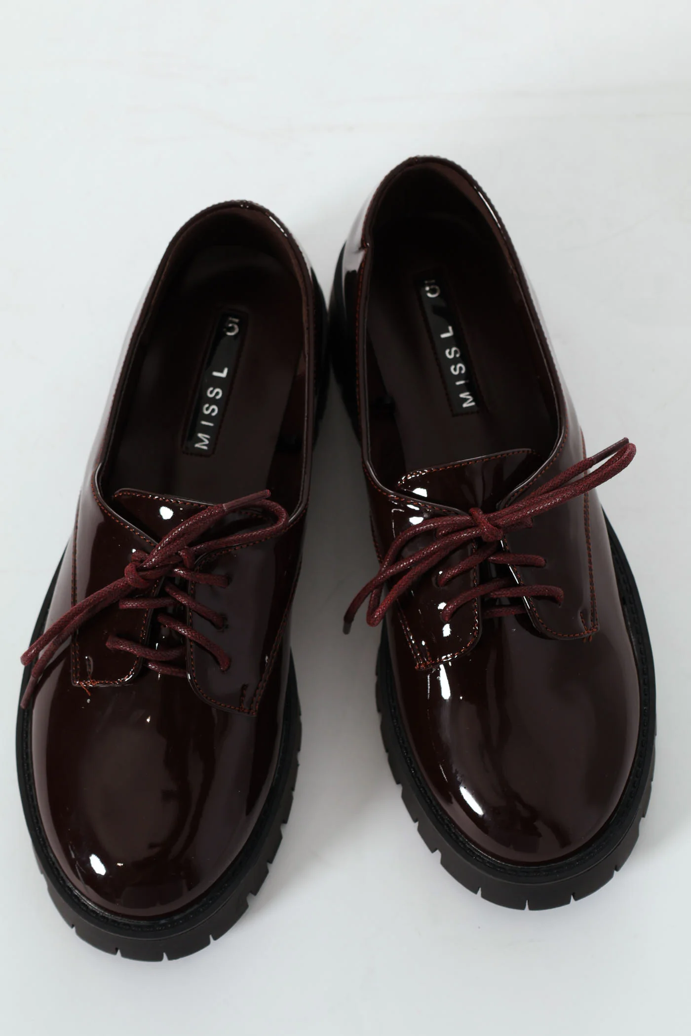 Patent Pointed Lace Up Loafer - Burgundy - Image 5
