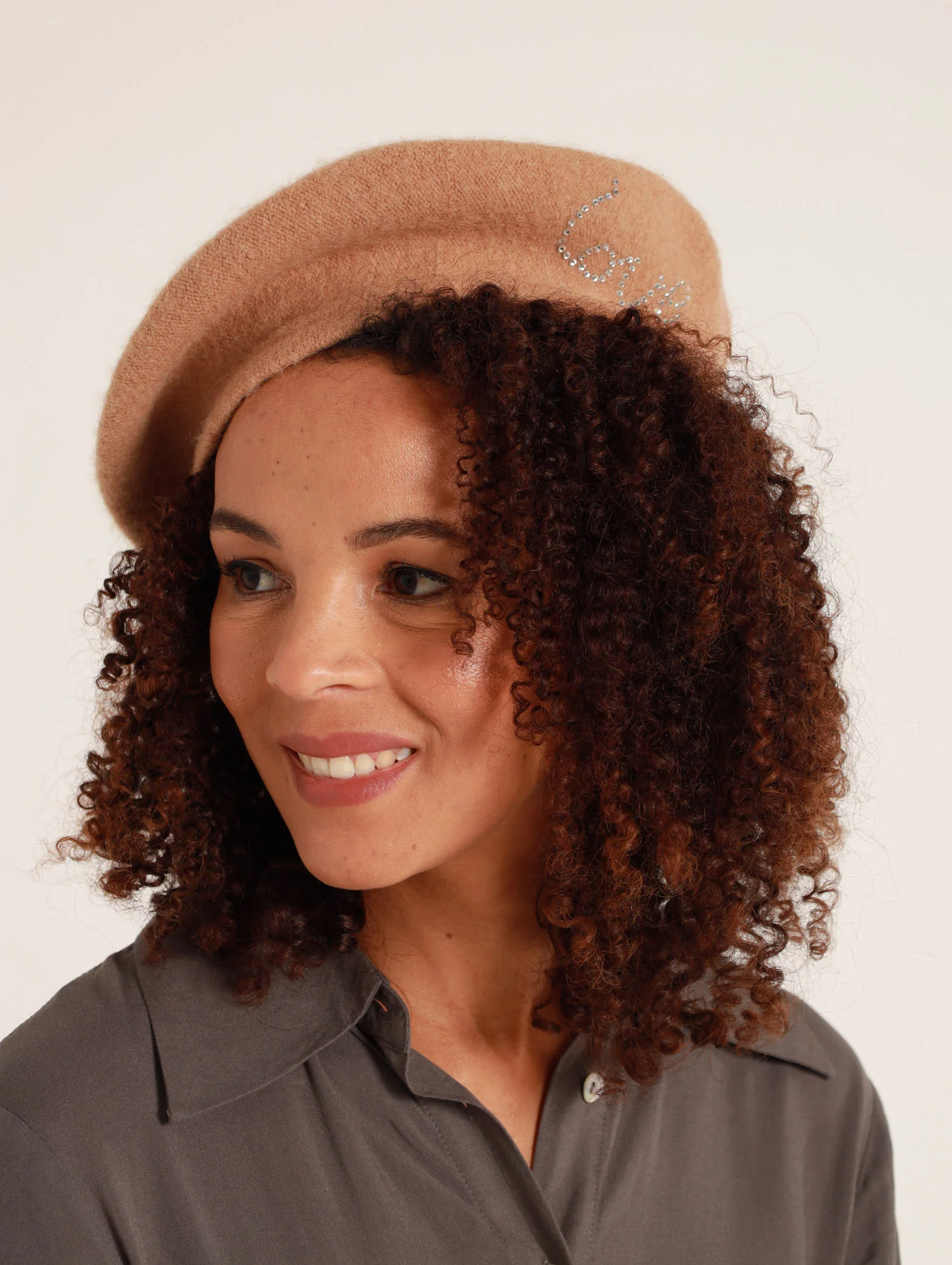 Diamante Detail "Love" Woolen Beret