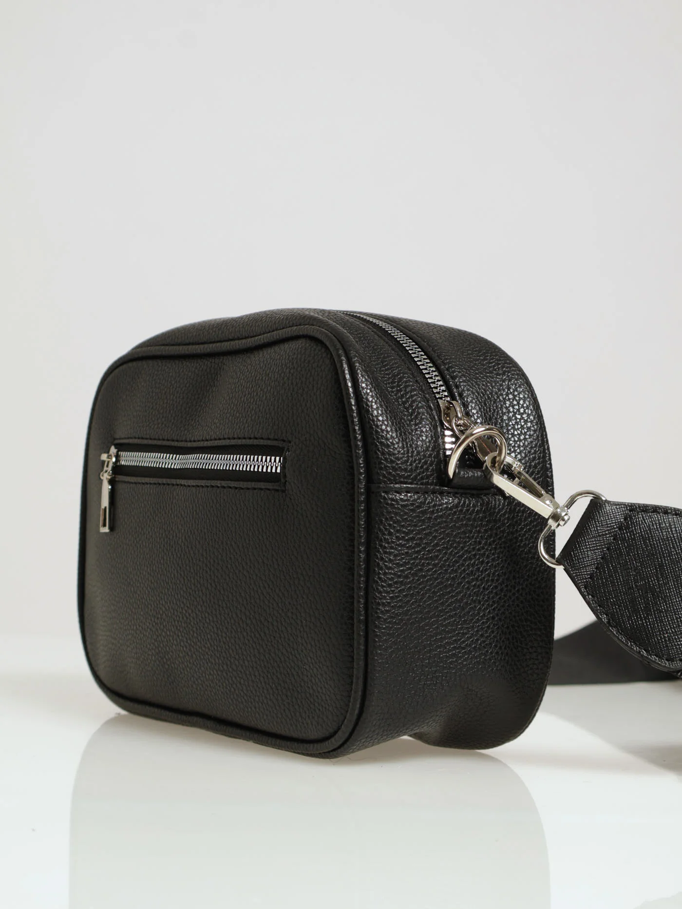 Pebbled Messenger Bag - Black - Image 3