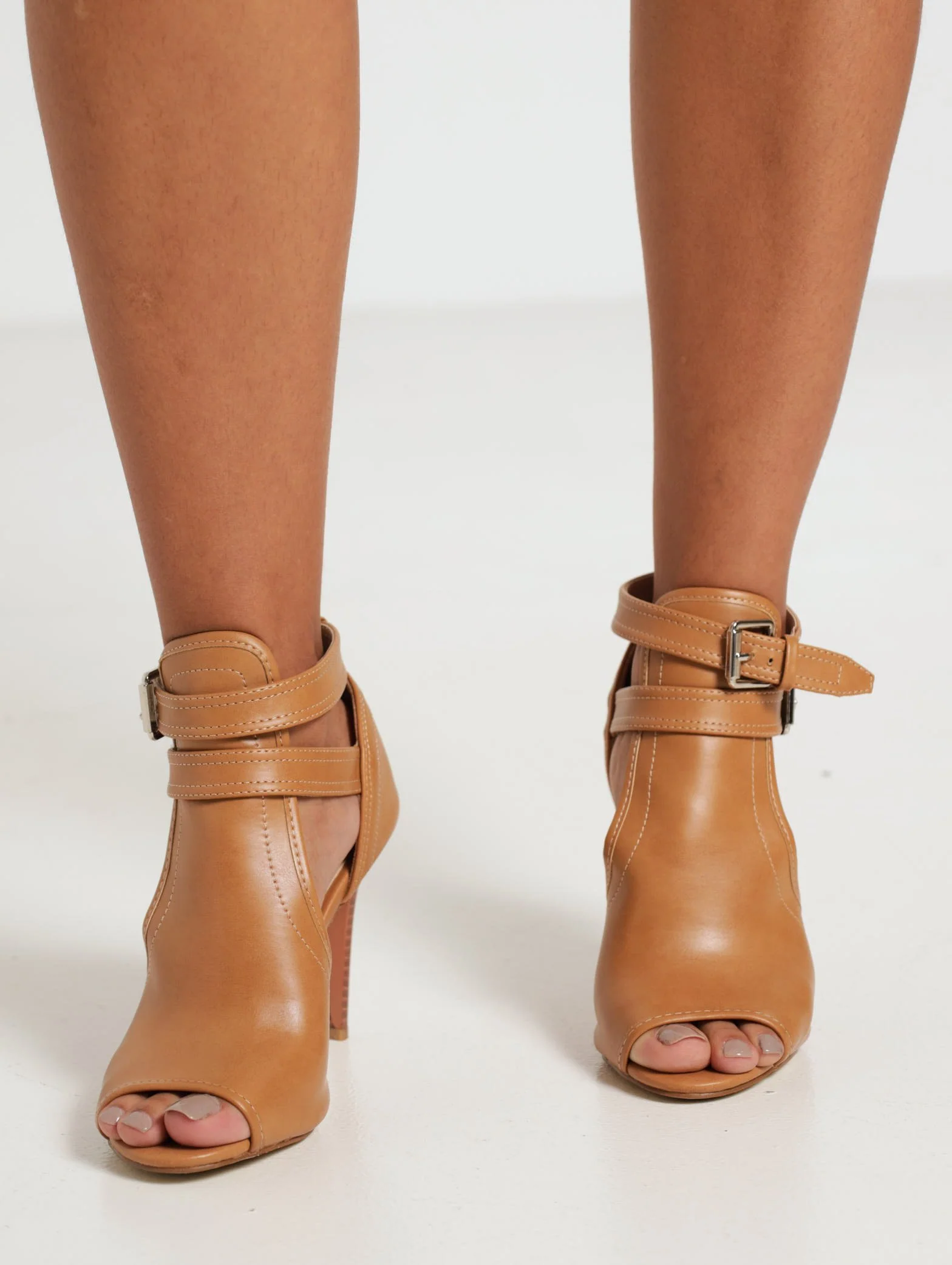 Peeptoe Cage Stiletto - Taupe - Image 2