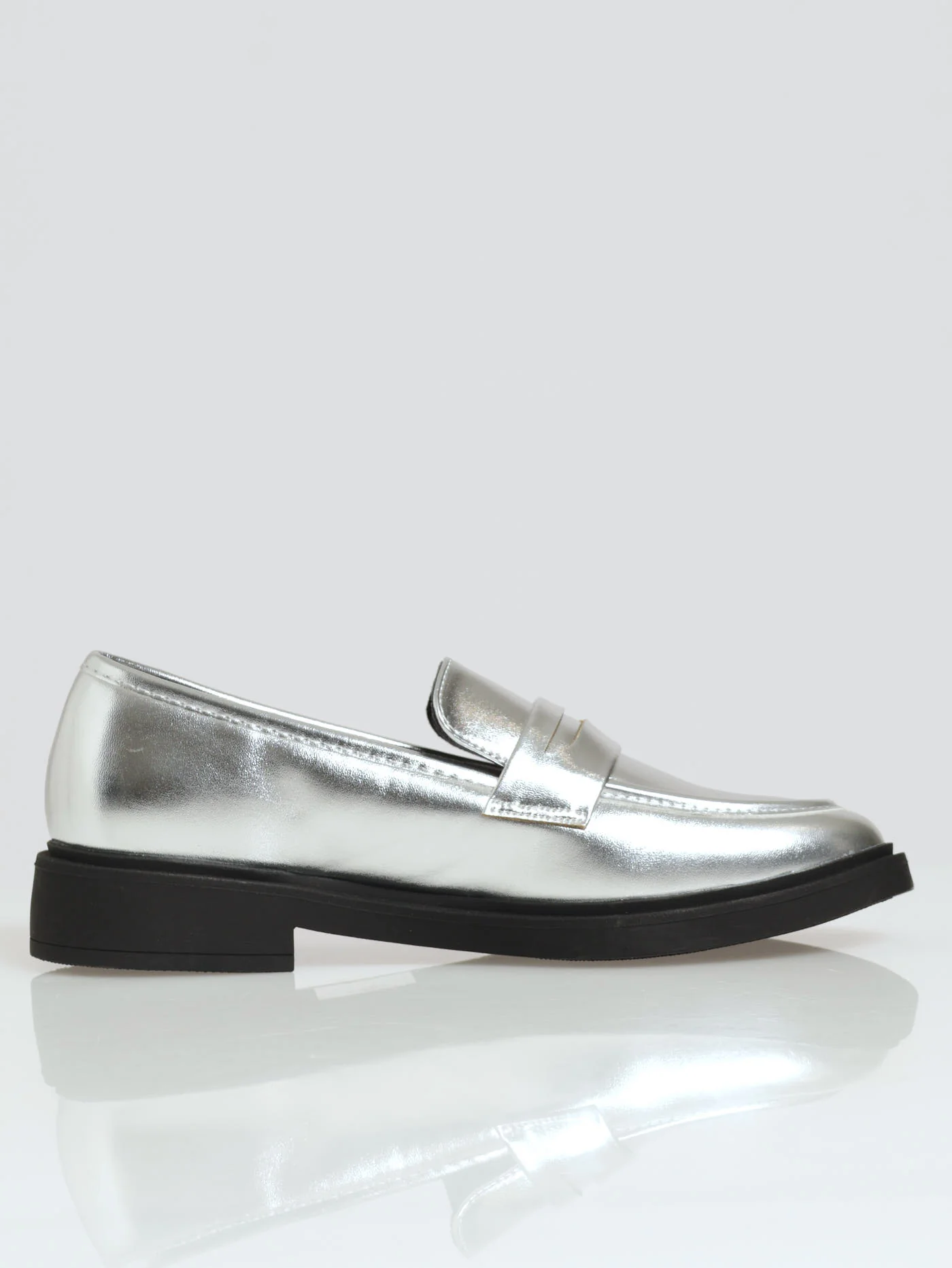Penny Mock Metallic Loafer - Silver - Image 2