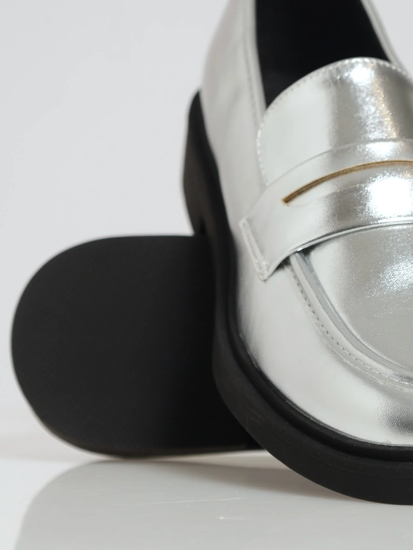 Penny Mock Metallic Loafer - Silver - Image 5