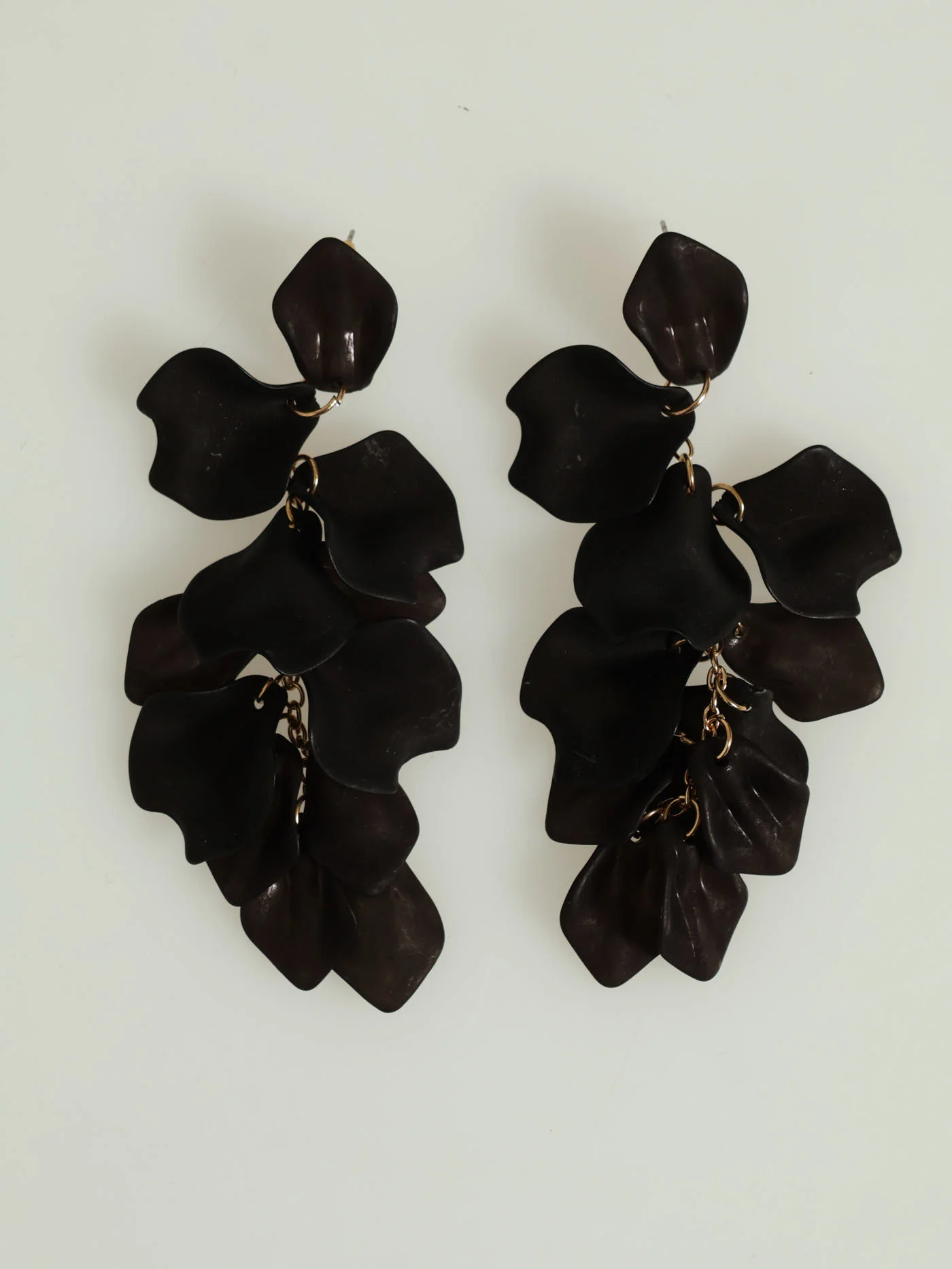 Petal Drop Earrings - Black