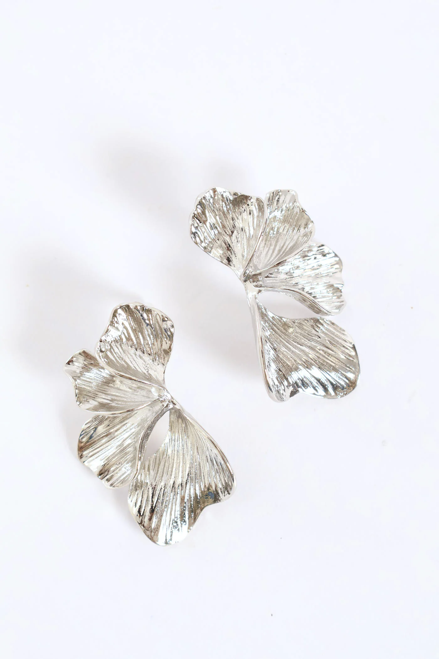 Petal Statement Earrings - Silver