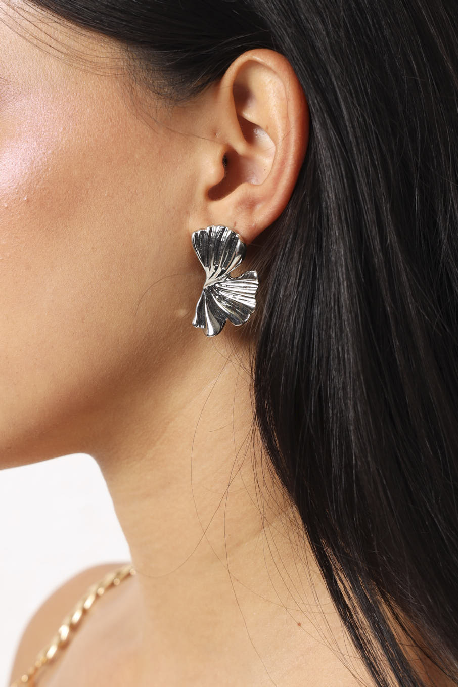 Petal Statement Earrings - Silver