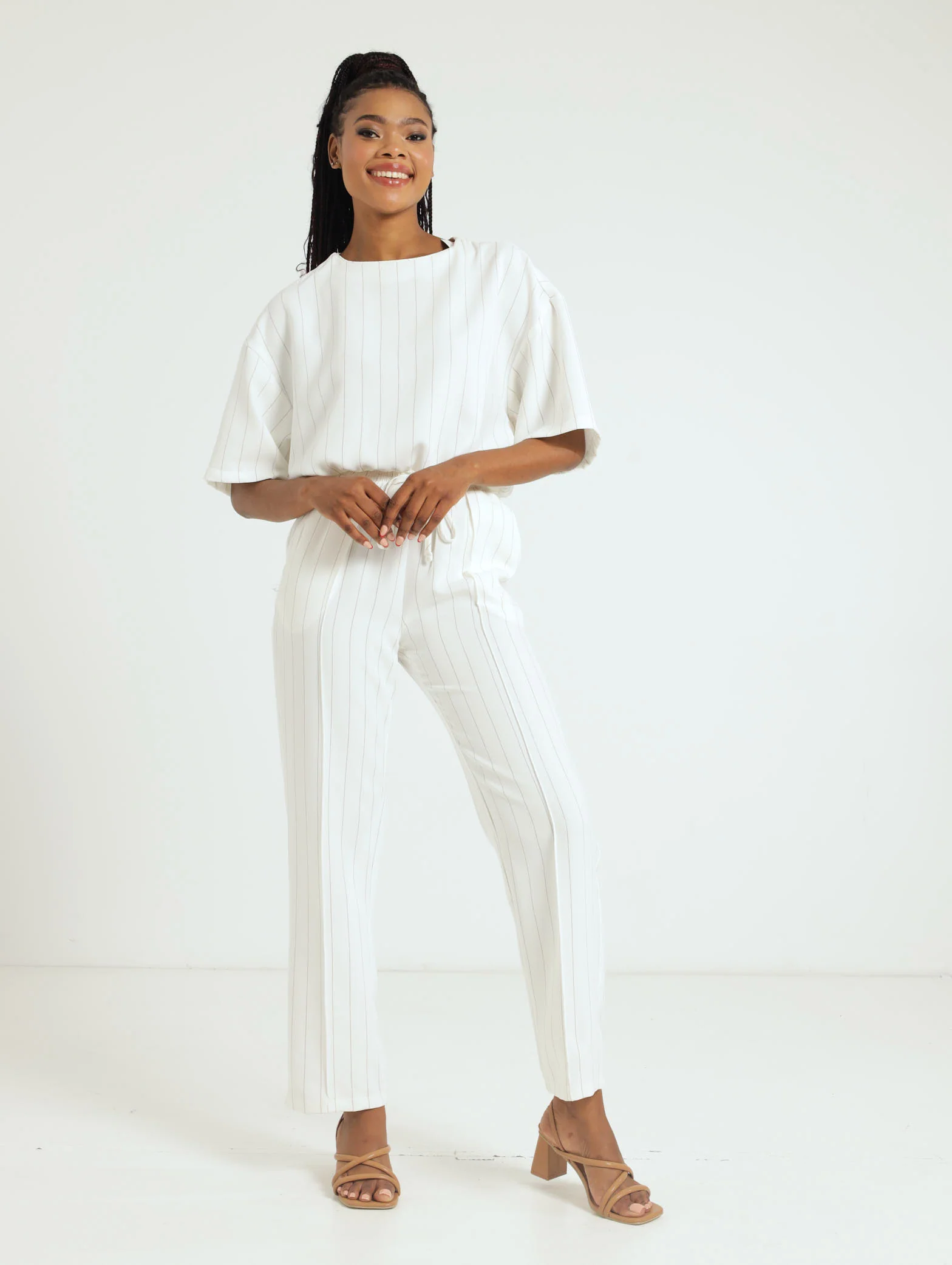 Pin Stripe Tee - Cream - Image 2