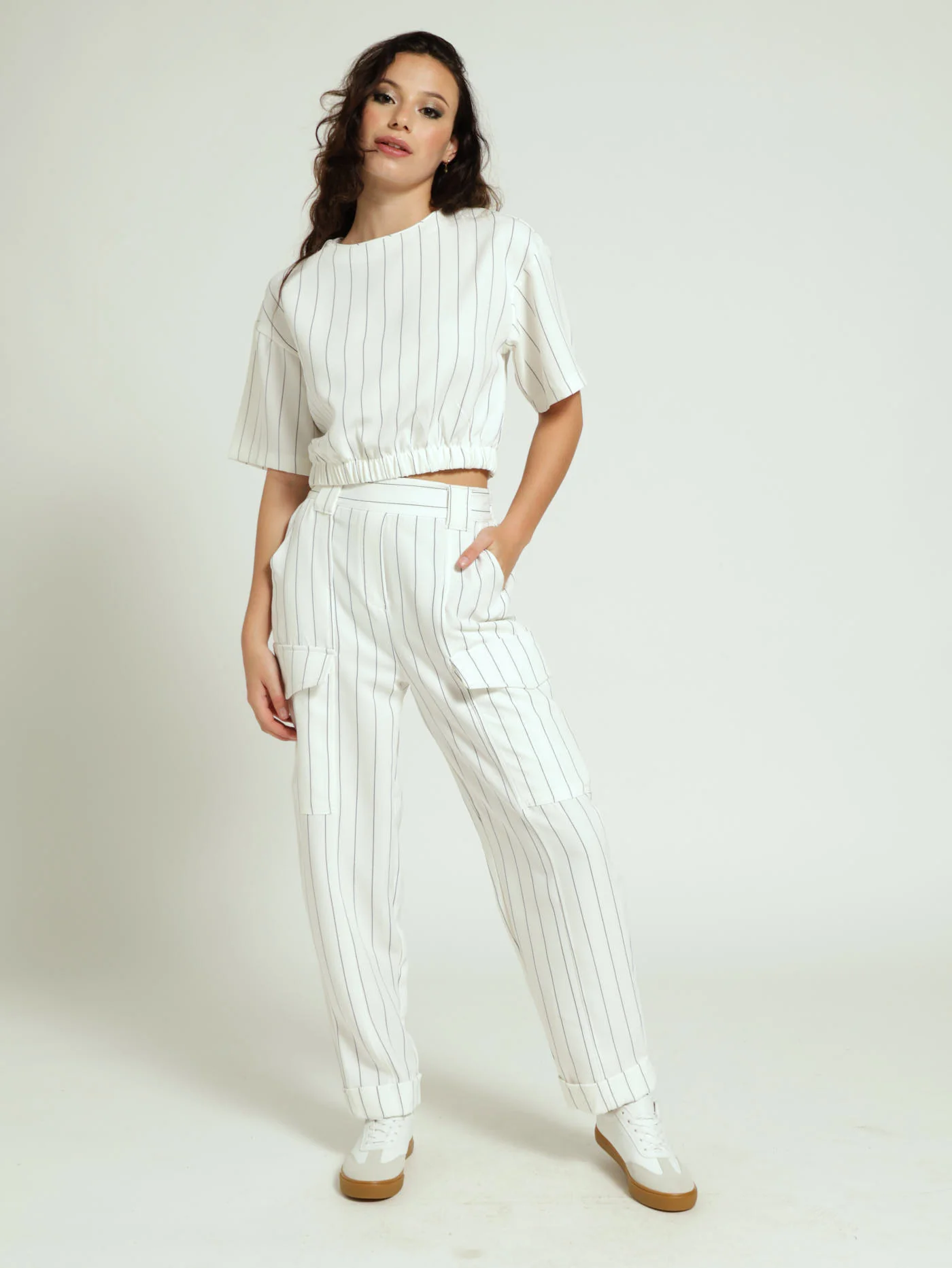 Pin Stripe Tee - White/Black - Image 4