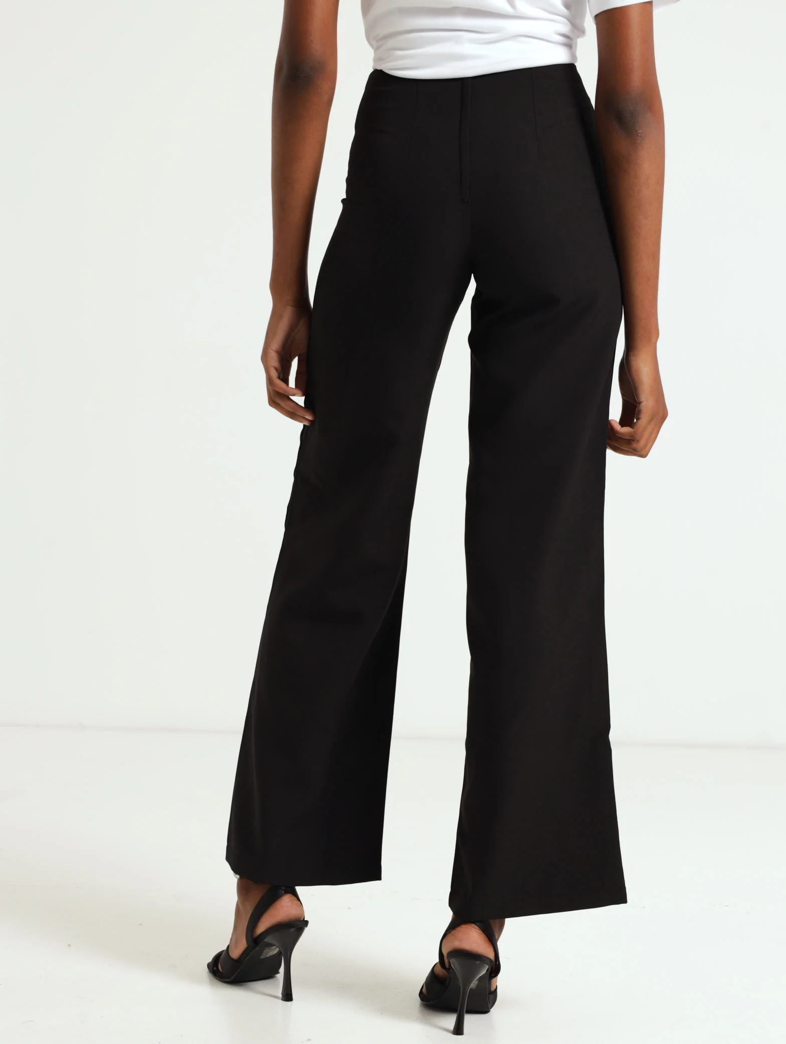 Pin Tuck Wide Leg With Buckle Trim Pants - Image 3