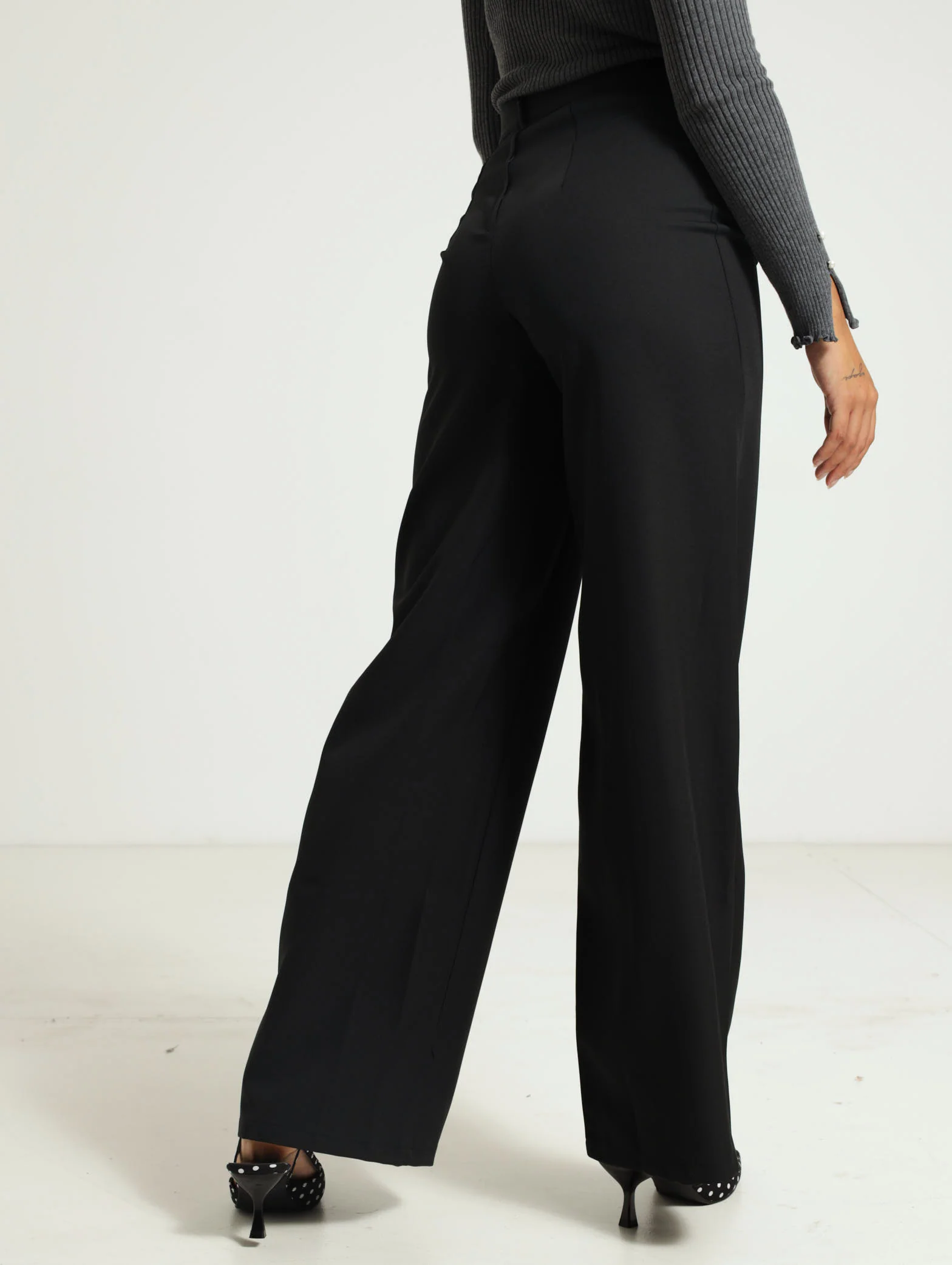 Pin Tuck Wide Pants With Buckle Trim - Image 3