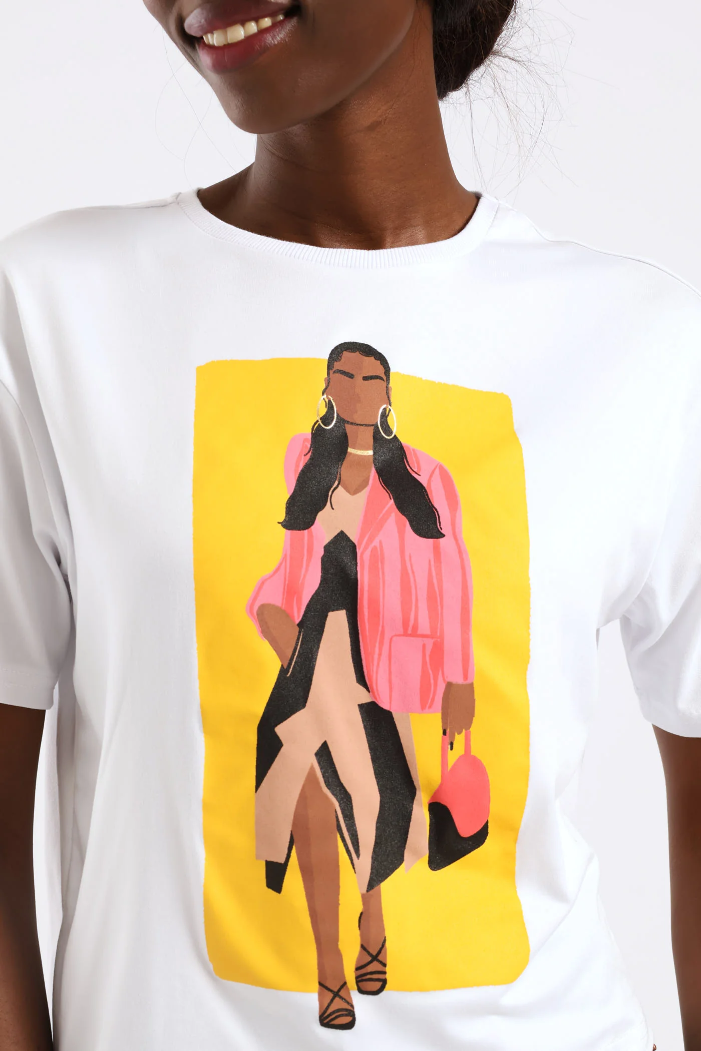 Pink Blazer Icon Cropped Tee - White - Image 2
