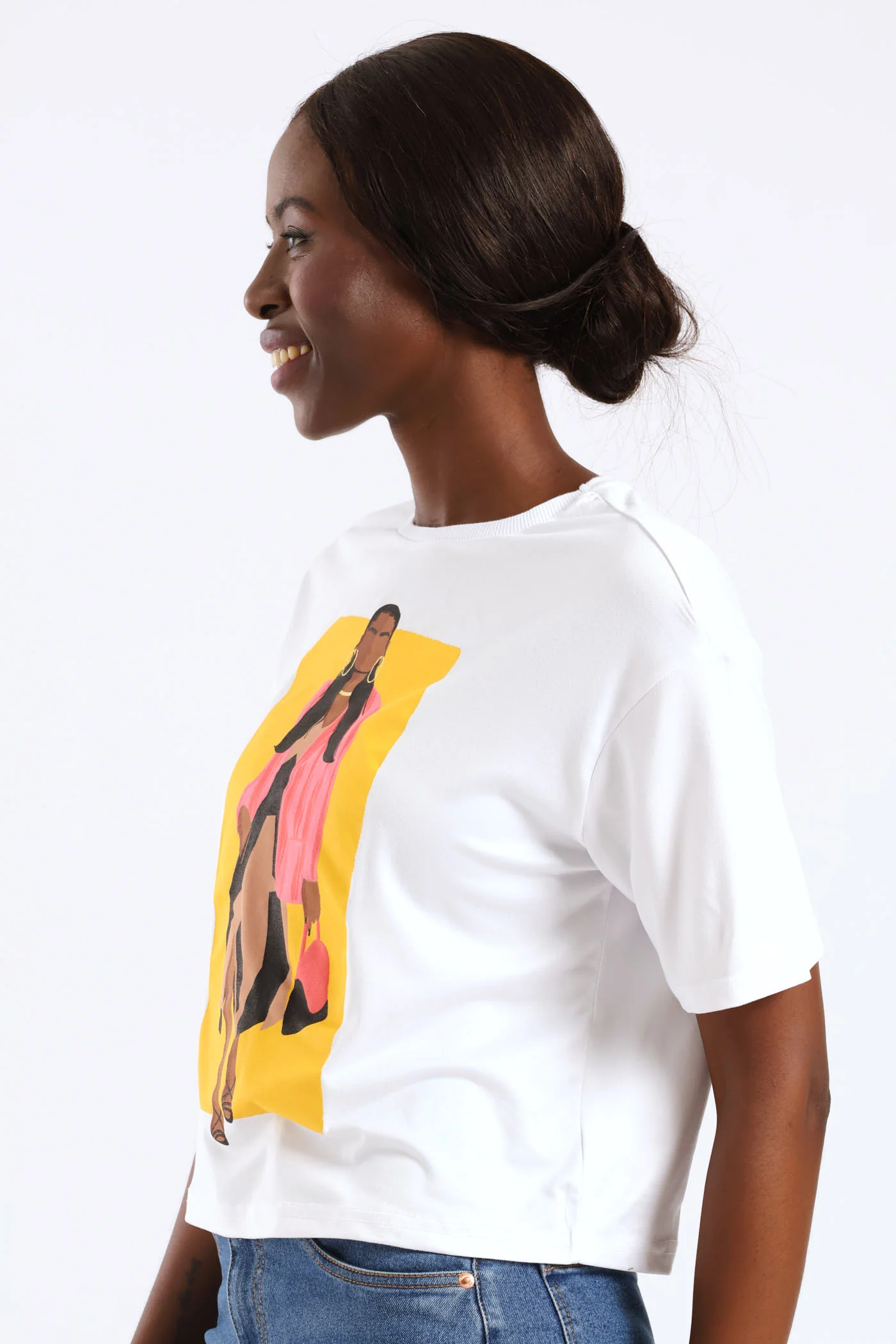 Pink Blazer Icon Cropped Tee - White - Image 4