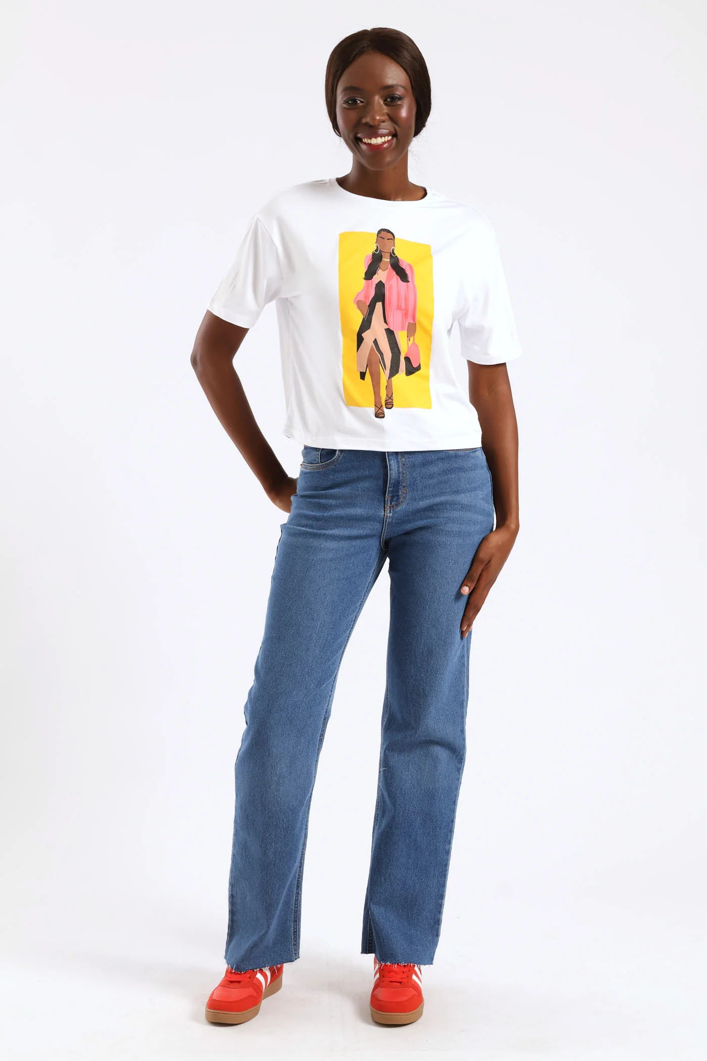 Pink Blazer Icon Cropped Tee - White - Image 5