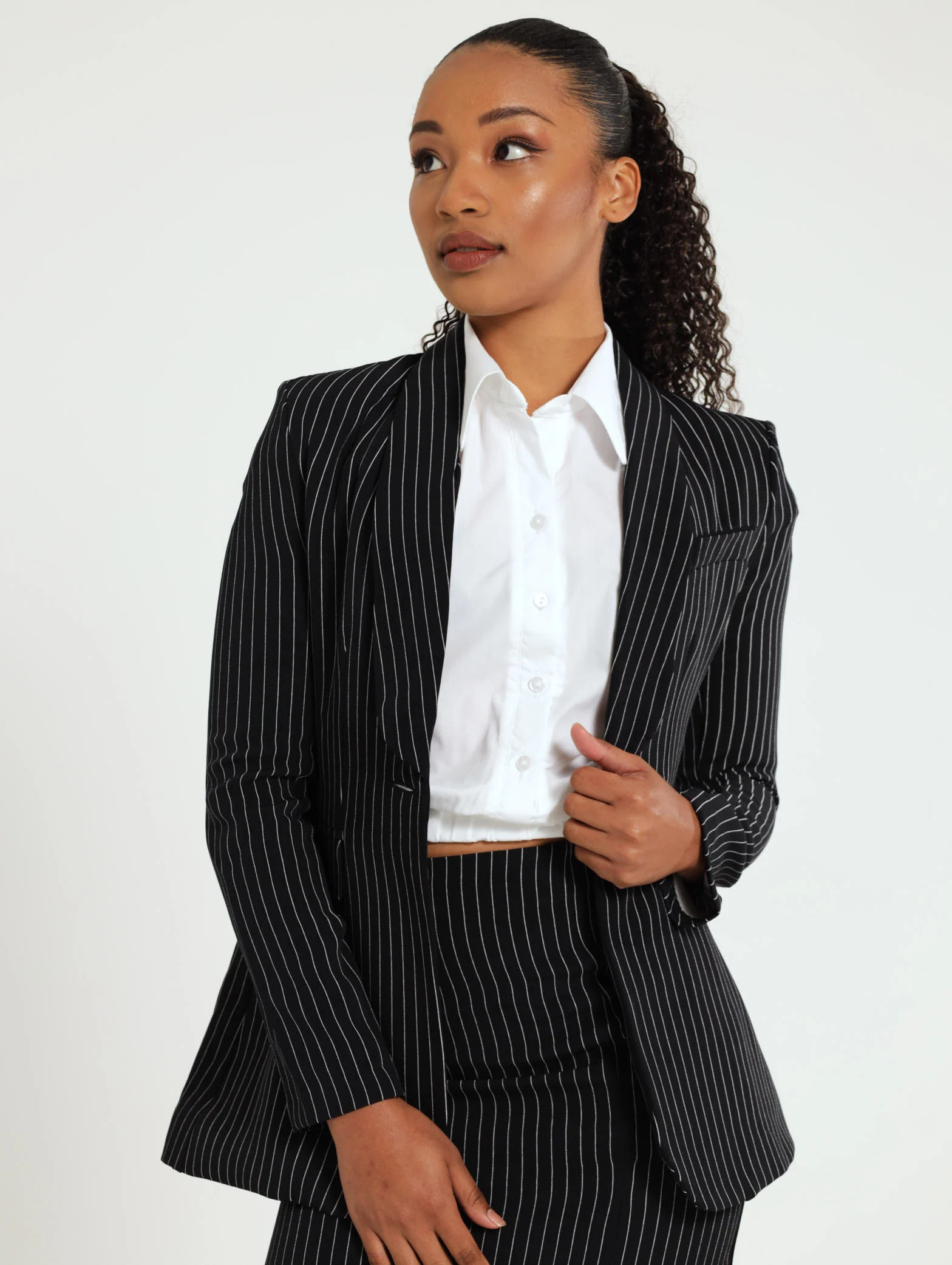 Pinstripe Waist Blazer