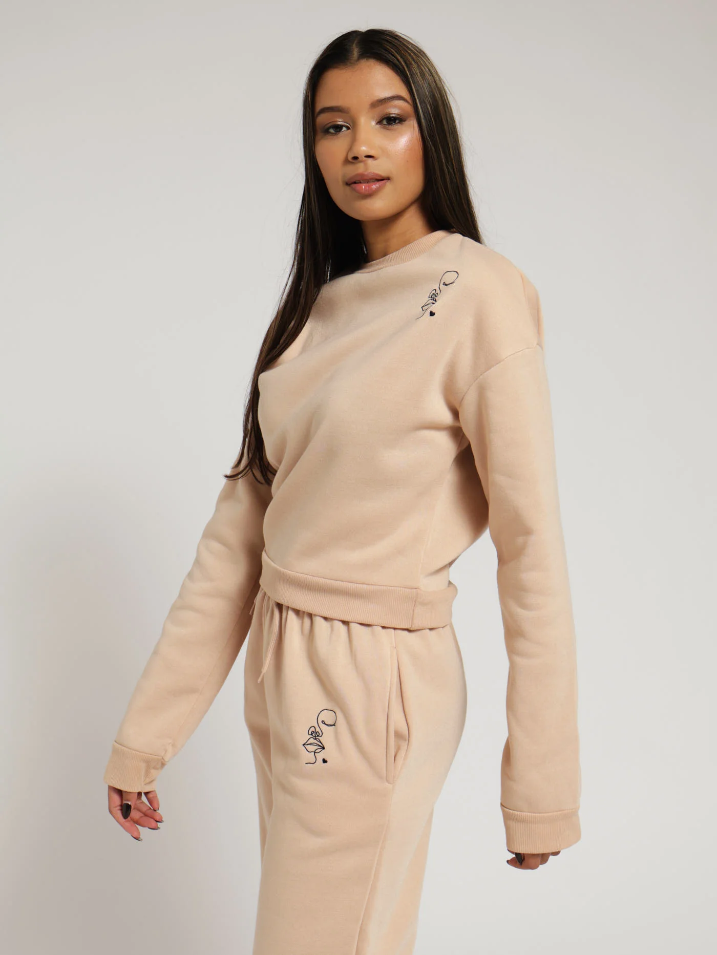 Plain Pullover With Embroidery - Stone - Image 2