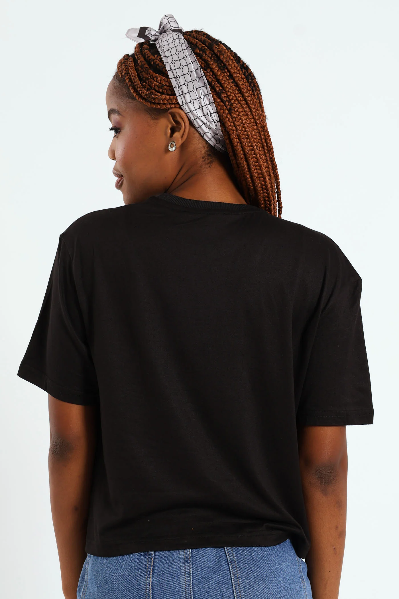 Plain Tee With Ribb Neck - Black - Image 3