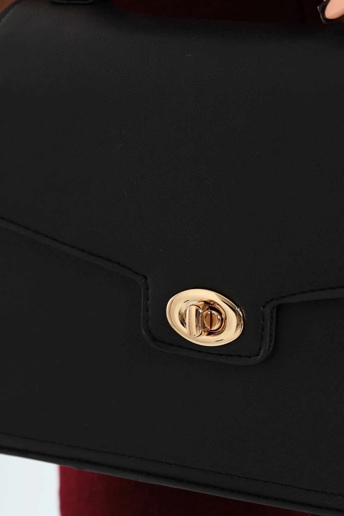 Plaited Scarf Clasp Detail Satchel Bag - Black - Image 3