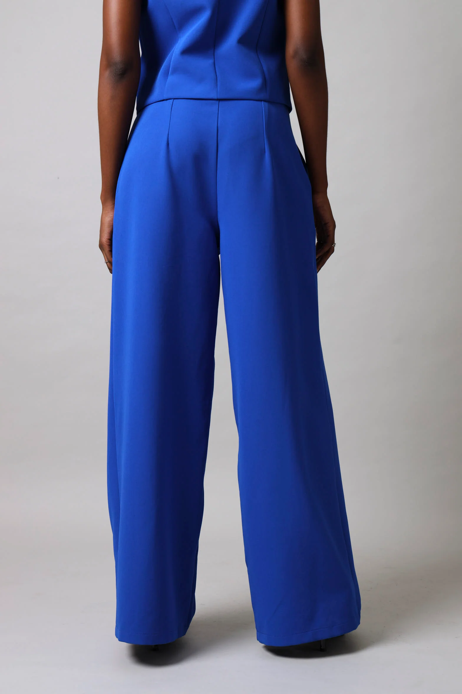 Pleat Detail Wide Leg Pants - Cobalt - Image 4