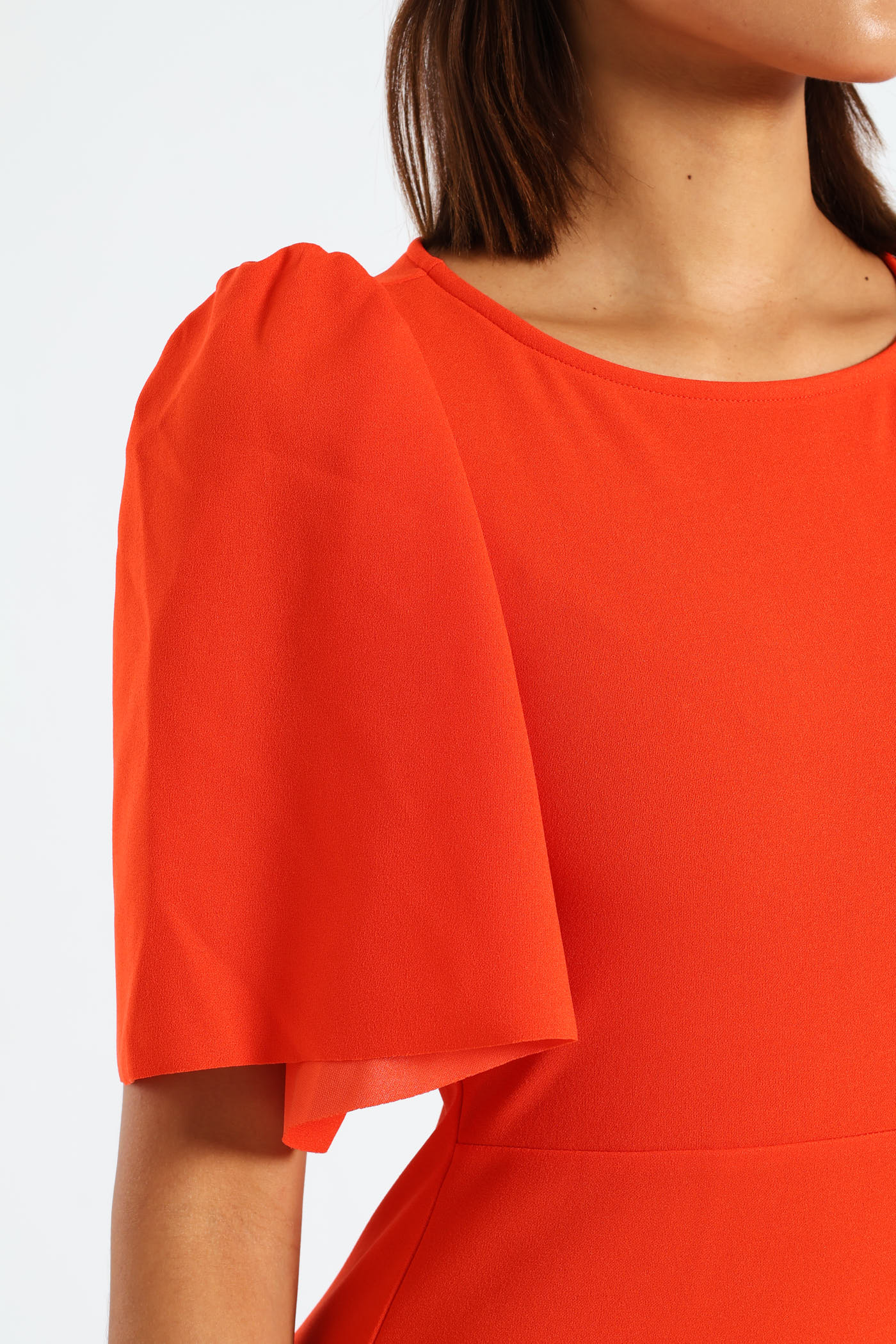 Pleat Flare Sleeve Bodycon - Tangerine - Image 4