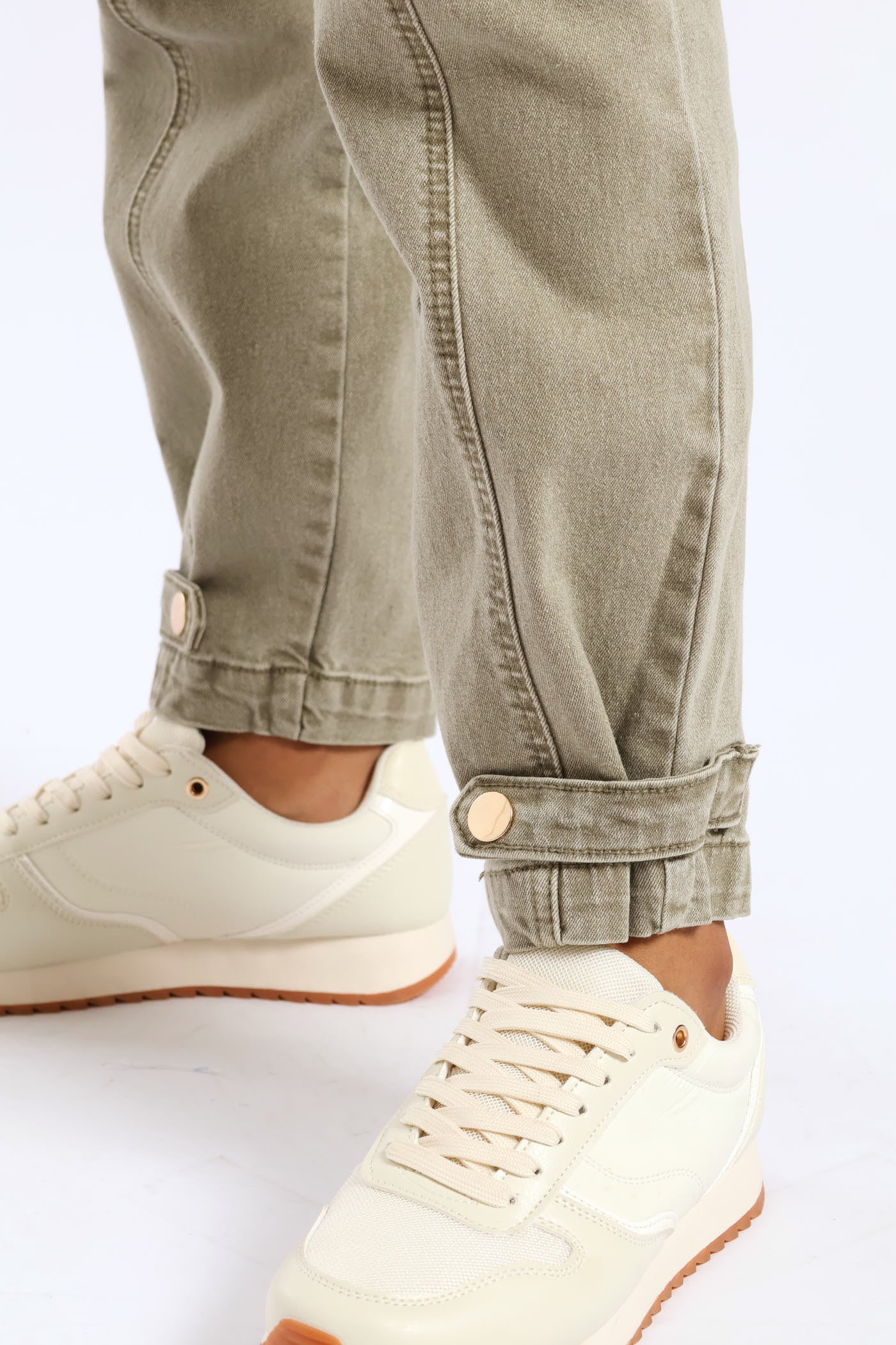 Pleat Hem Tapered Jean - Sage - Image 3